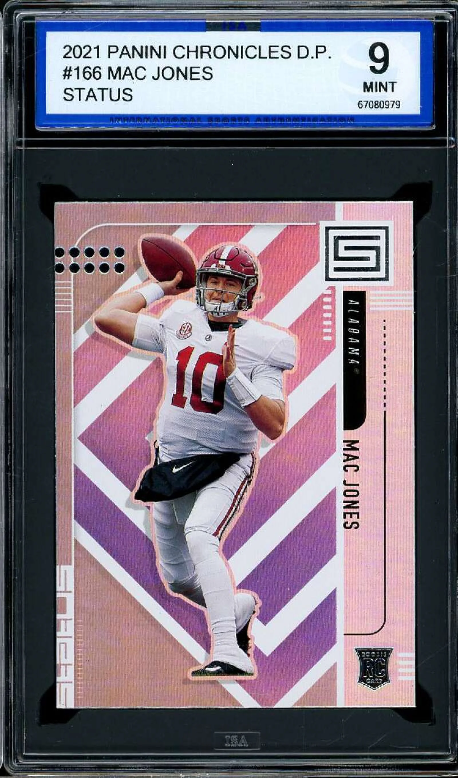 Mac Jones Rookie Card 2021 Panini Chronicles D.P. Status #166 ISA 9 MINT