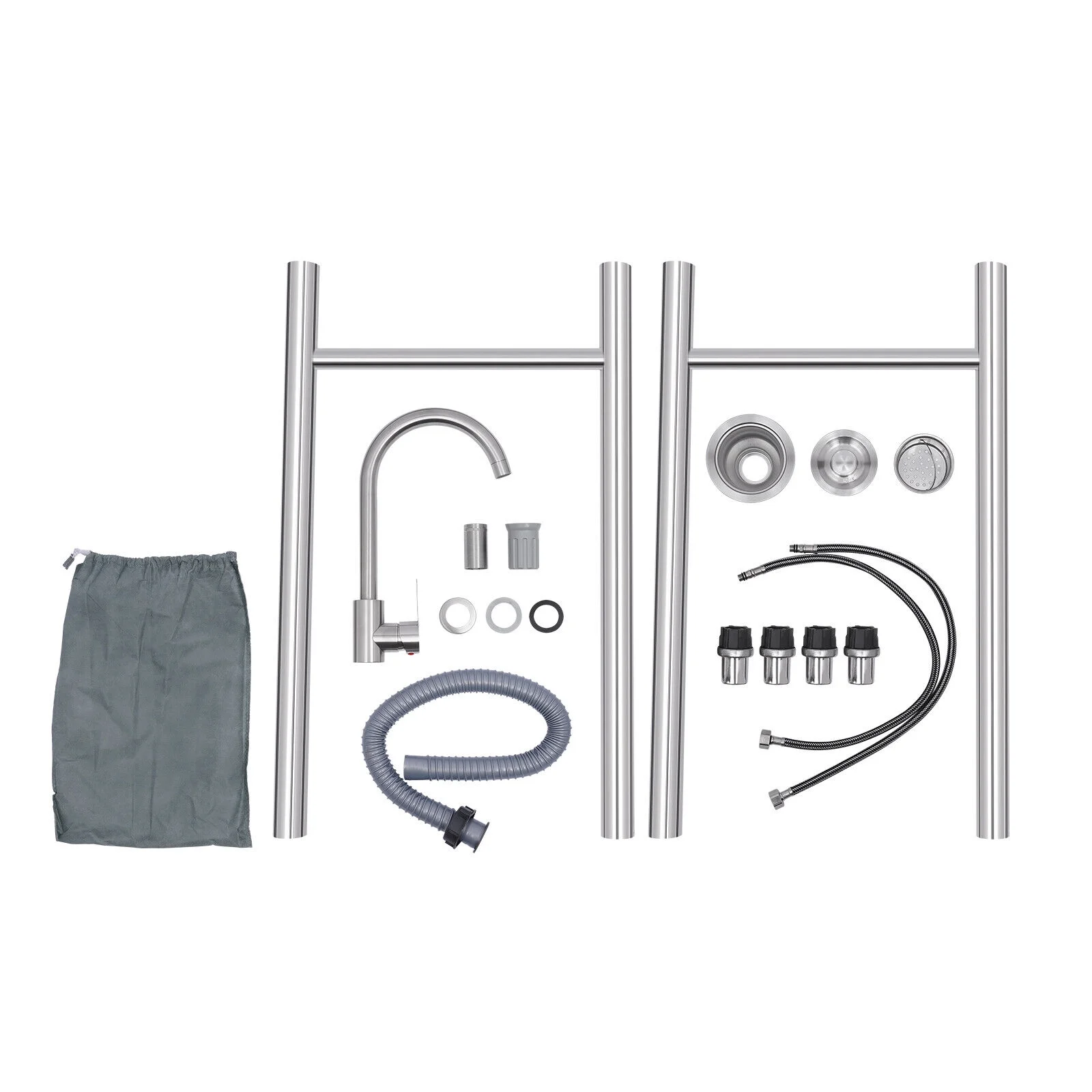 Miumaeov Stainless Steel Commercial Sink with Single Compartment Free Standing Kitchen Prep & Utility Sink With Faucet