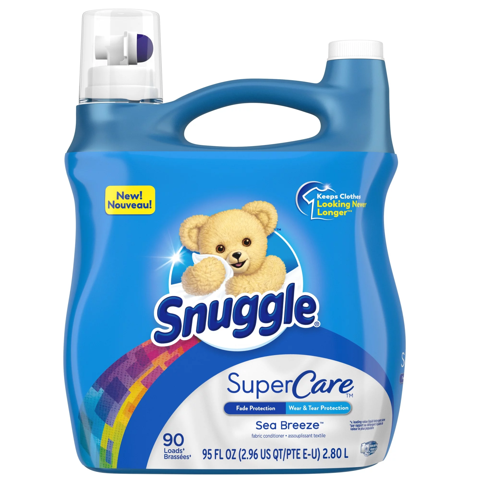Snuggle SuperCare Liquid Fabric Softener, Sea Breeze, 95 Ounce, 90 Loads