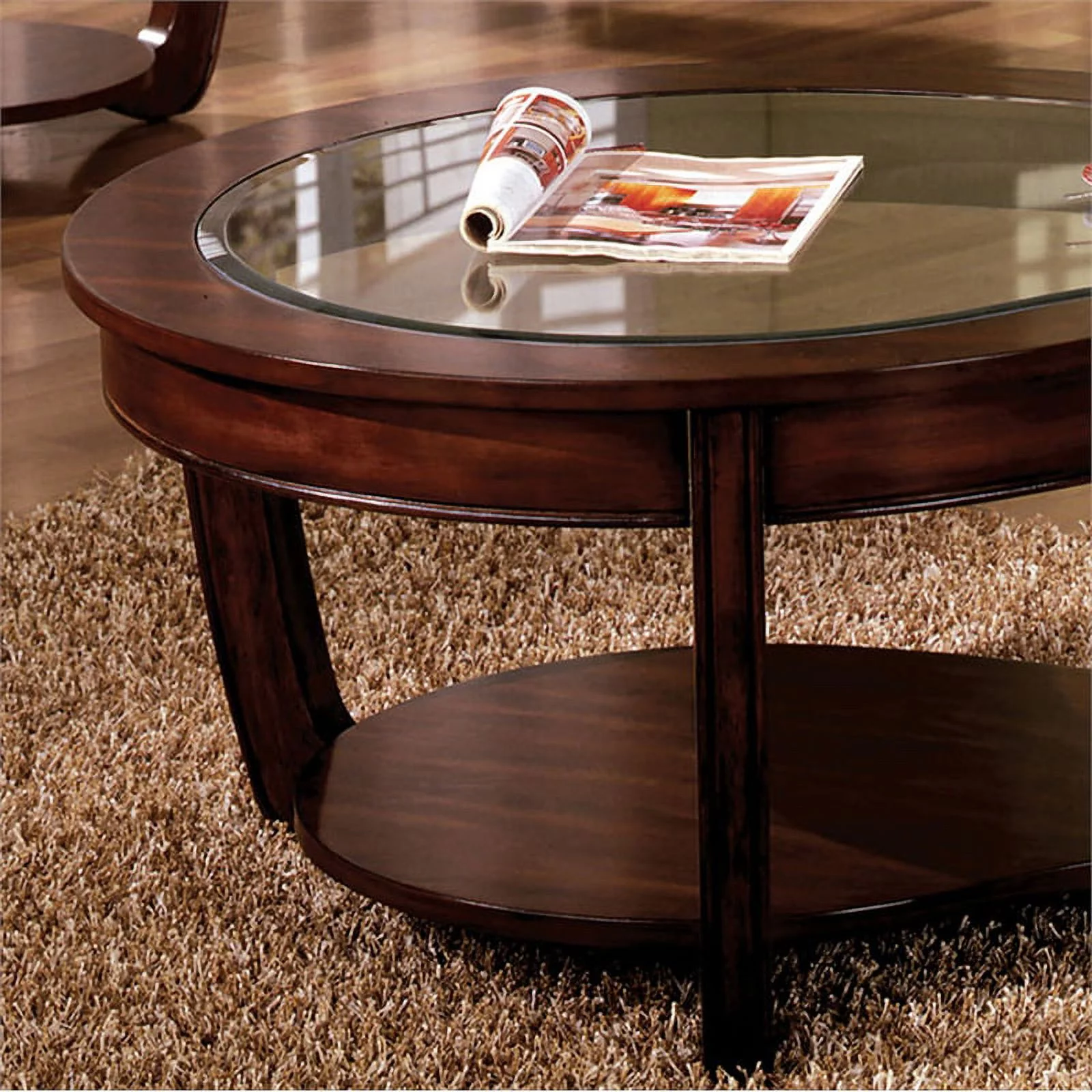 Furniture of America Tunton Solid Wood 1-Shelf Coffee Table in Dark Cherry