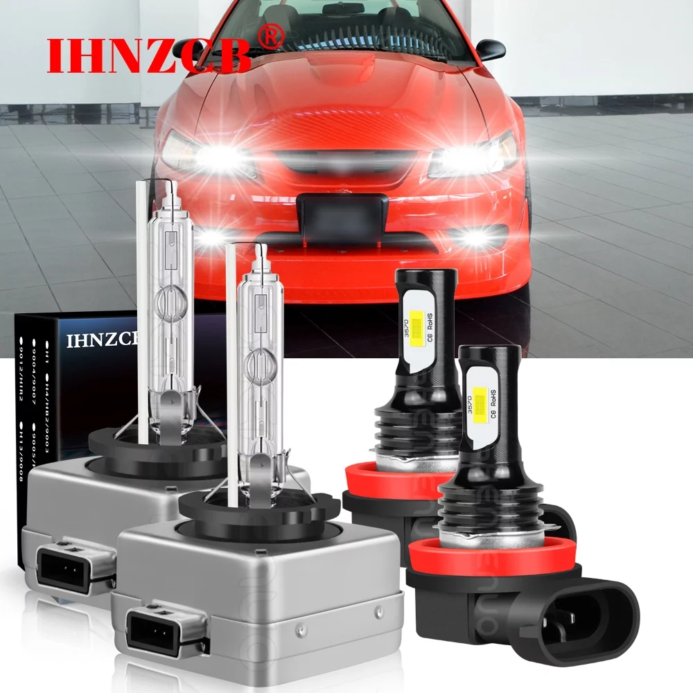 IHNZCB HID Headlight Bulbs For Ford Mustang 2008-2017 Low/High Beam LED Fog Light Kit US Stock Y01