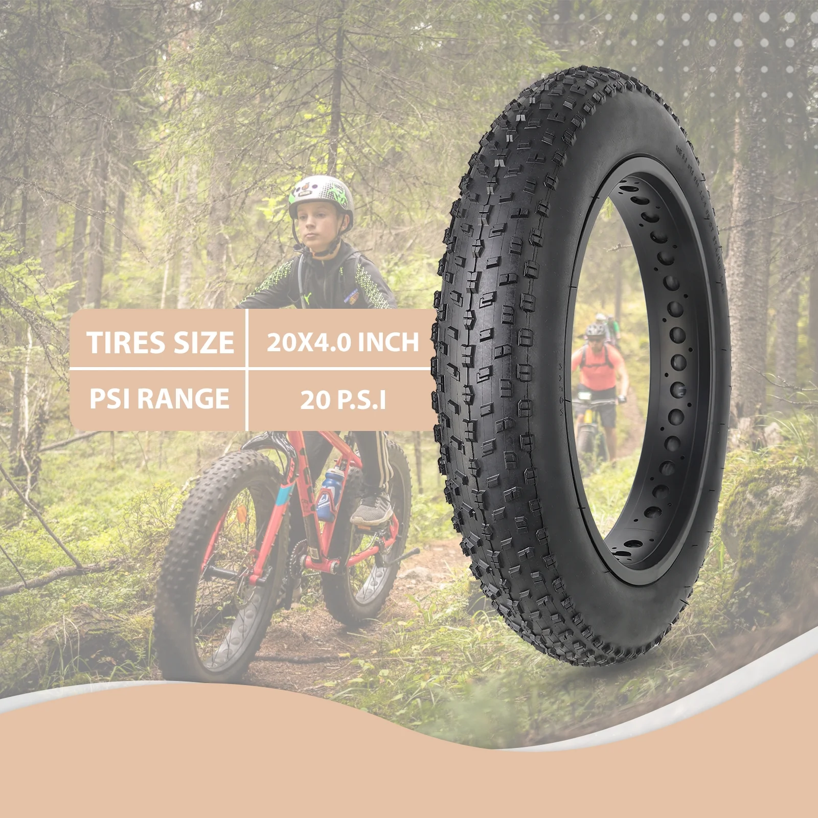 Hycline Fat Bike Tires Replacement Set: 20/26x4.0 Inch Puncture Resistant Folding Electric Bicycle Tires, All Terrain High-Density Bike Tires with Bike Tubes and Tire Levers
