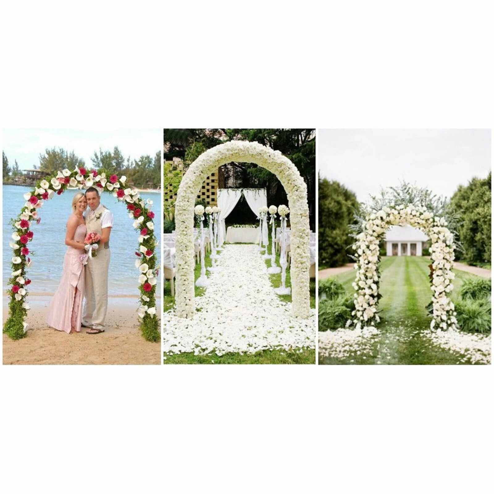 90.55” Wedding Arch Metal Frame Flower Balloon Garland Backdrop Plant Climbing Stand Party Event 7.5ft