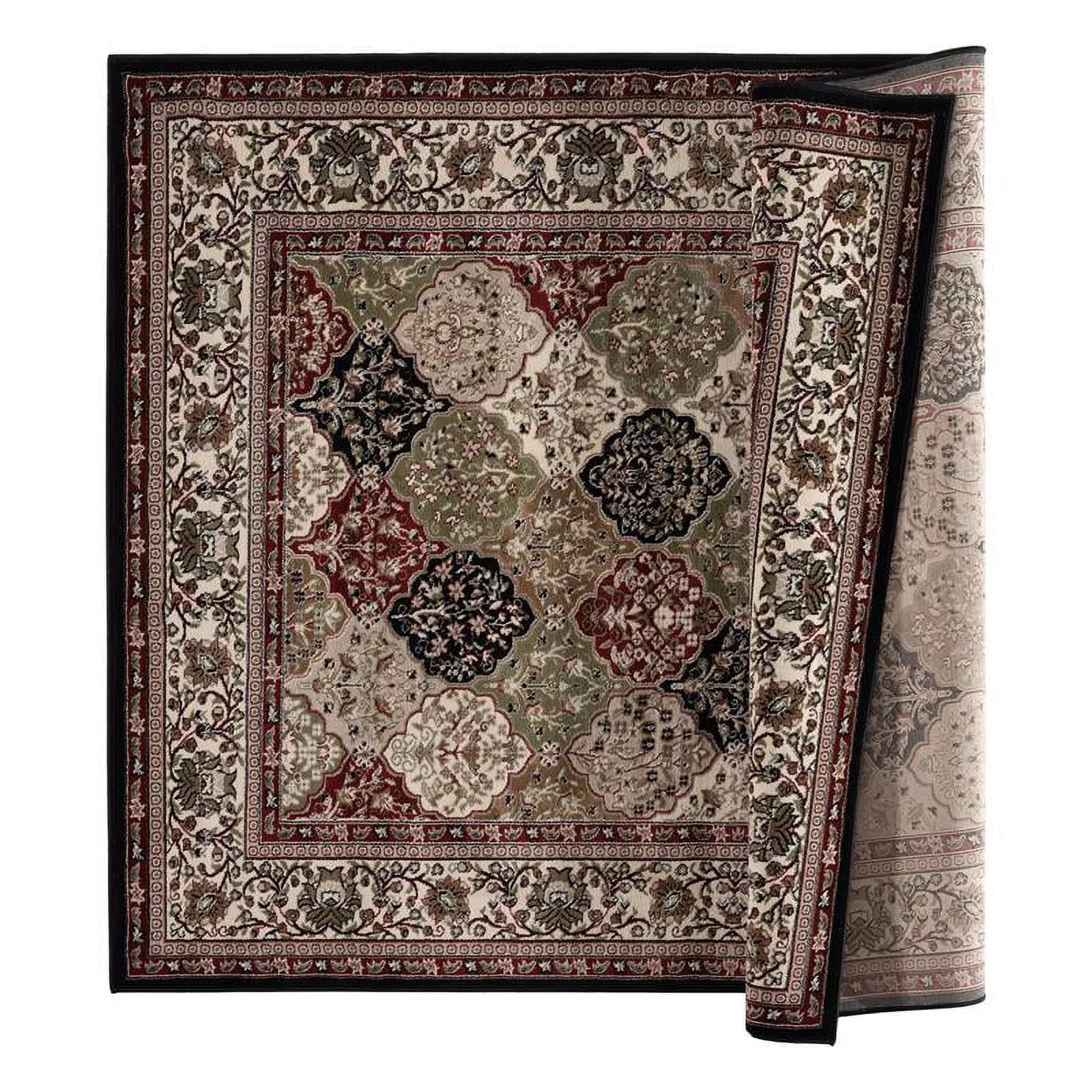MDA Home Hollywood 9'x12' Medallion Traditional Fabric Area Rug in Black/Multi