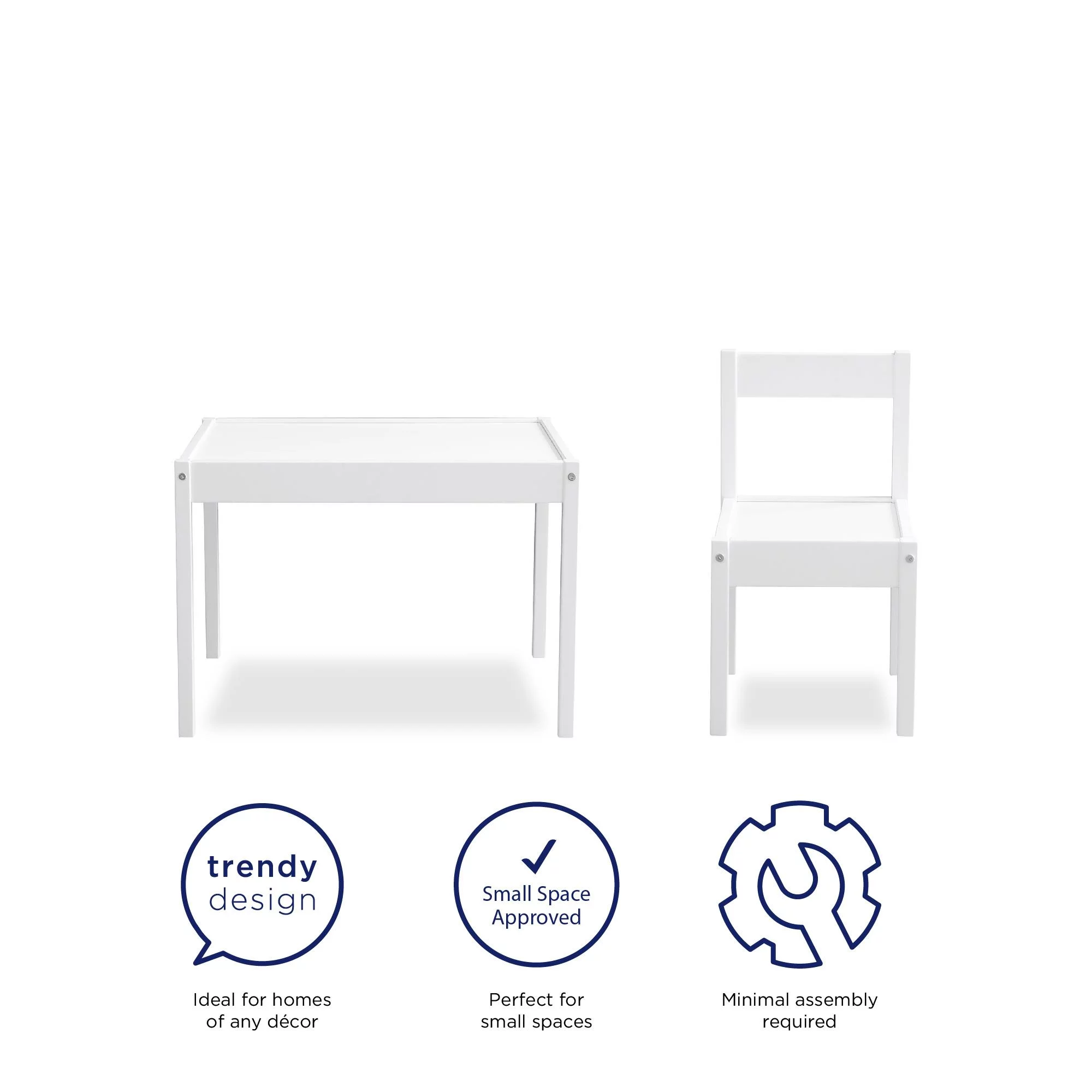 Baby Relax Hunter 5-Piece Kiddy Table & Chair Kids Set, White