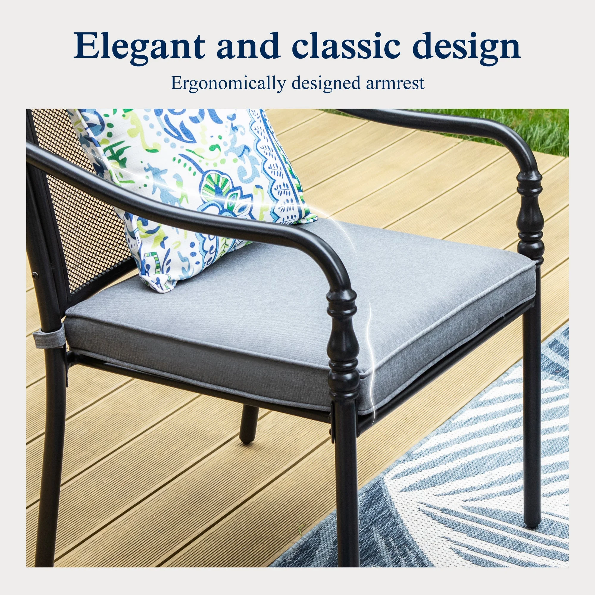 Sophia & William Metal Mesh Patio Dining Chairs with Cushions - Set of 8