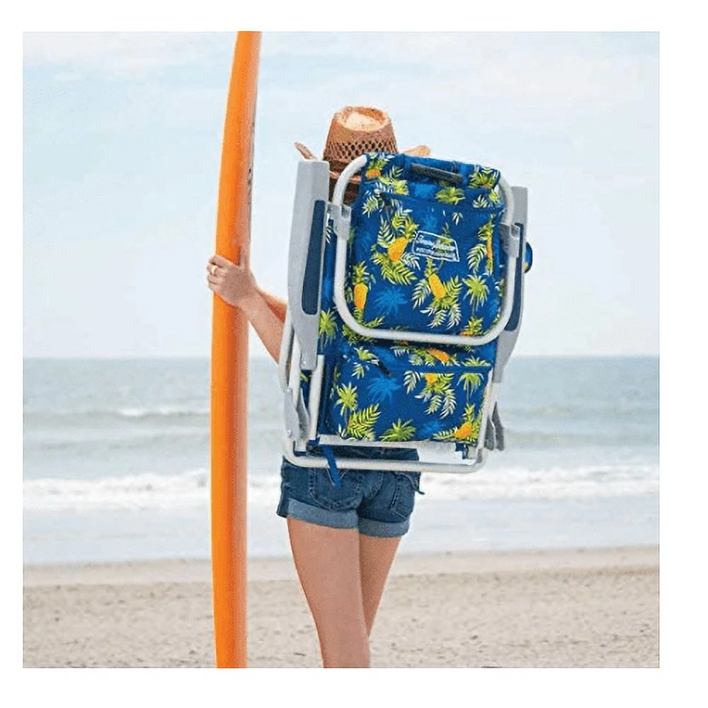 Tommy Bahama 2 2016 Backpack Cooler Beach Chair with Storage Pouch and Towel Bar (Green Floral)