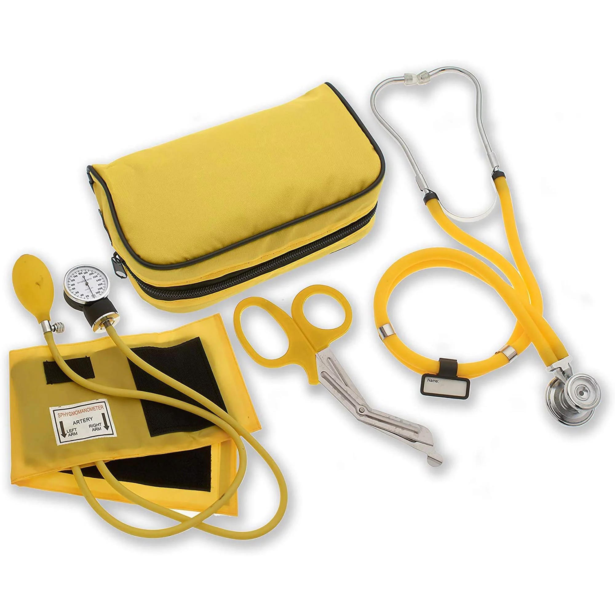ASA Techmed Nurse Starter Kit - Stethoscope and Blood Pressure Cuff Set with EMT Shears (Yellow)
