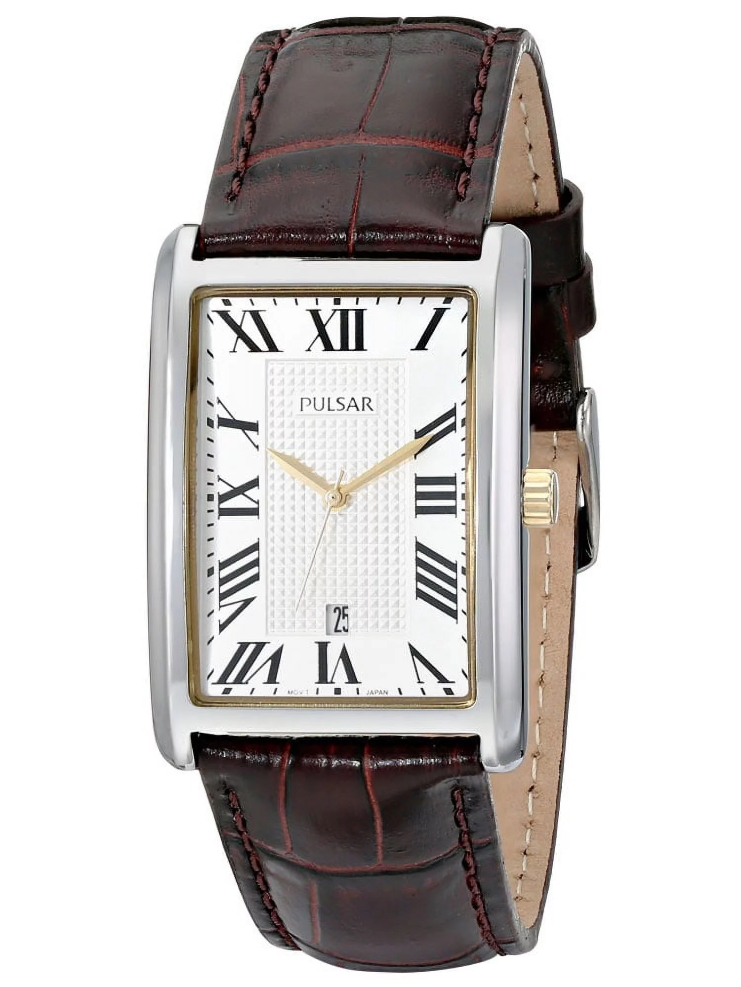 PH9049 Men's Traditional Silver Dial Brown Leather Strap Watch