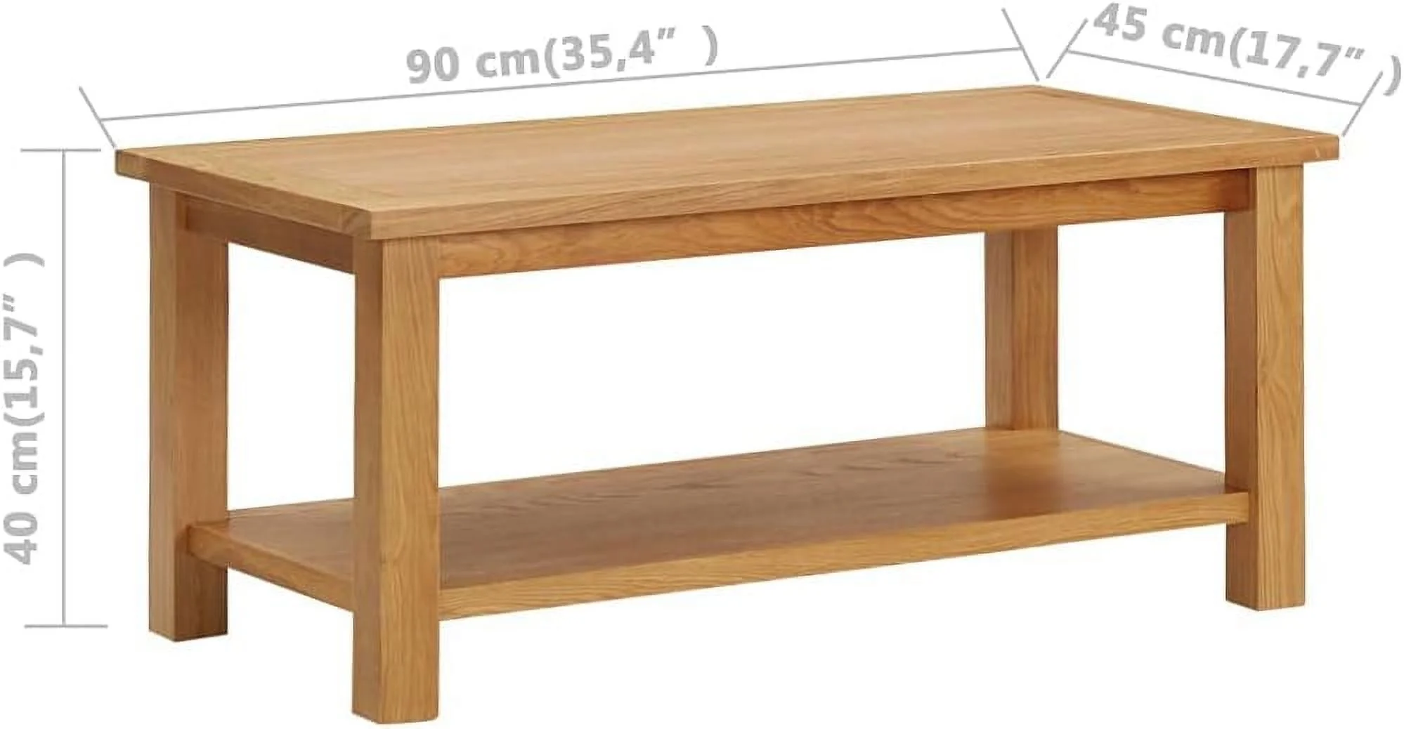 xrboomlife Solid Oak Wood Coffee Table with    Brown Dark Rectangular Living Room Table  Farmhouse Style Home Decor  Assembly Required  35.4"x17.7"x15.7"