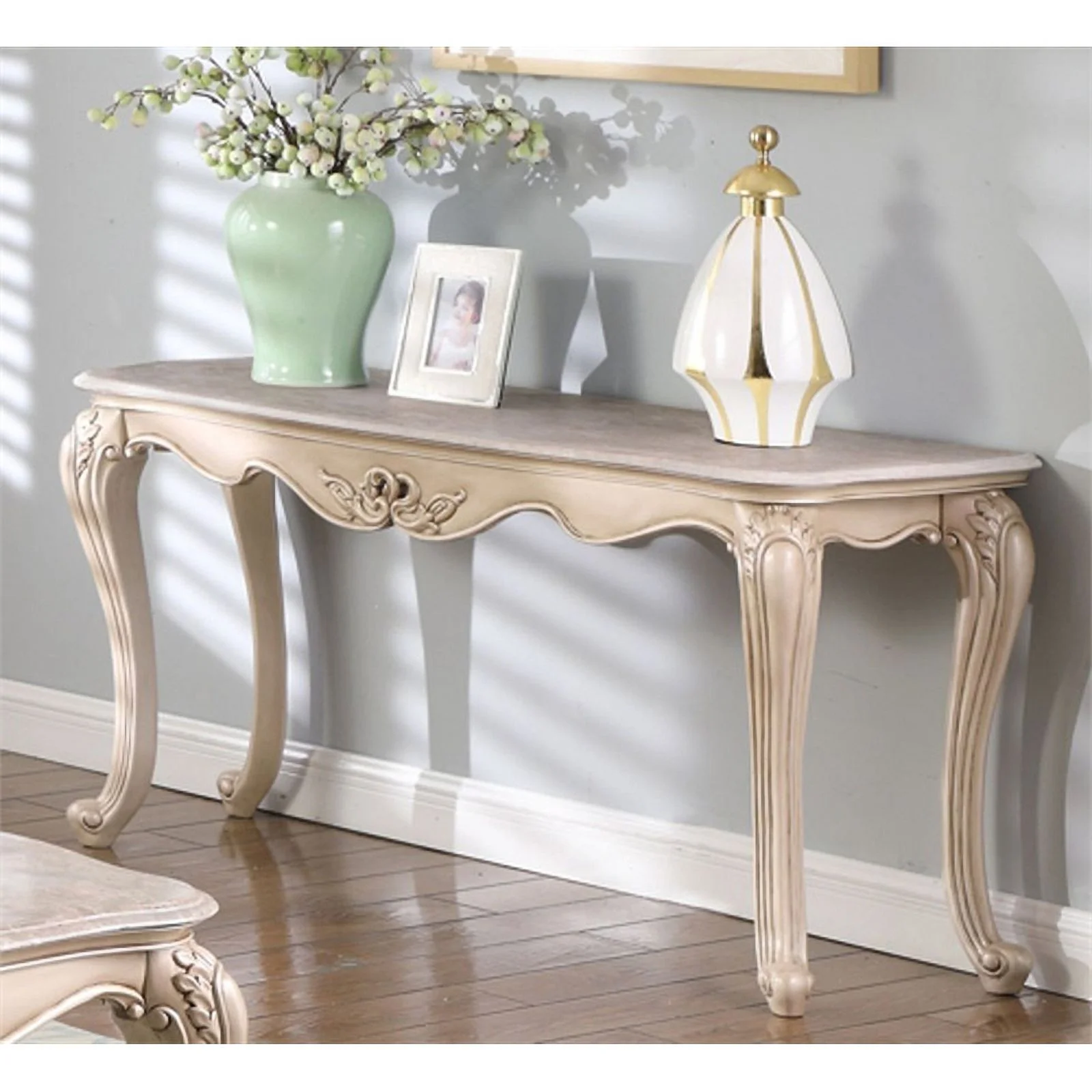 New Classic Furniture Monique Rectangular Wood Console Table in Champagne Gold