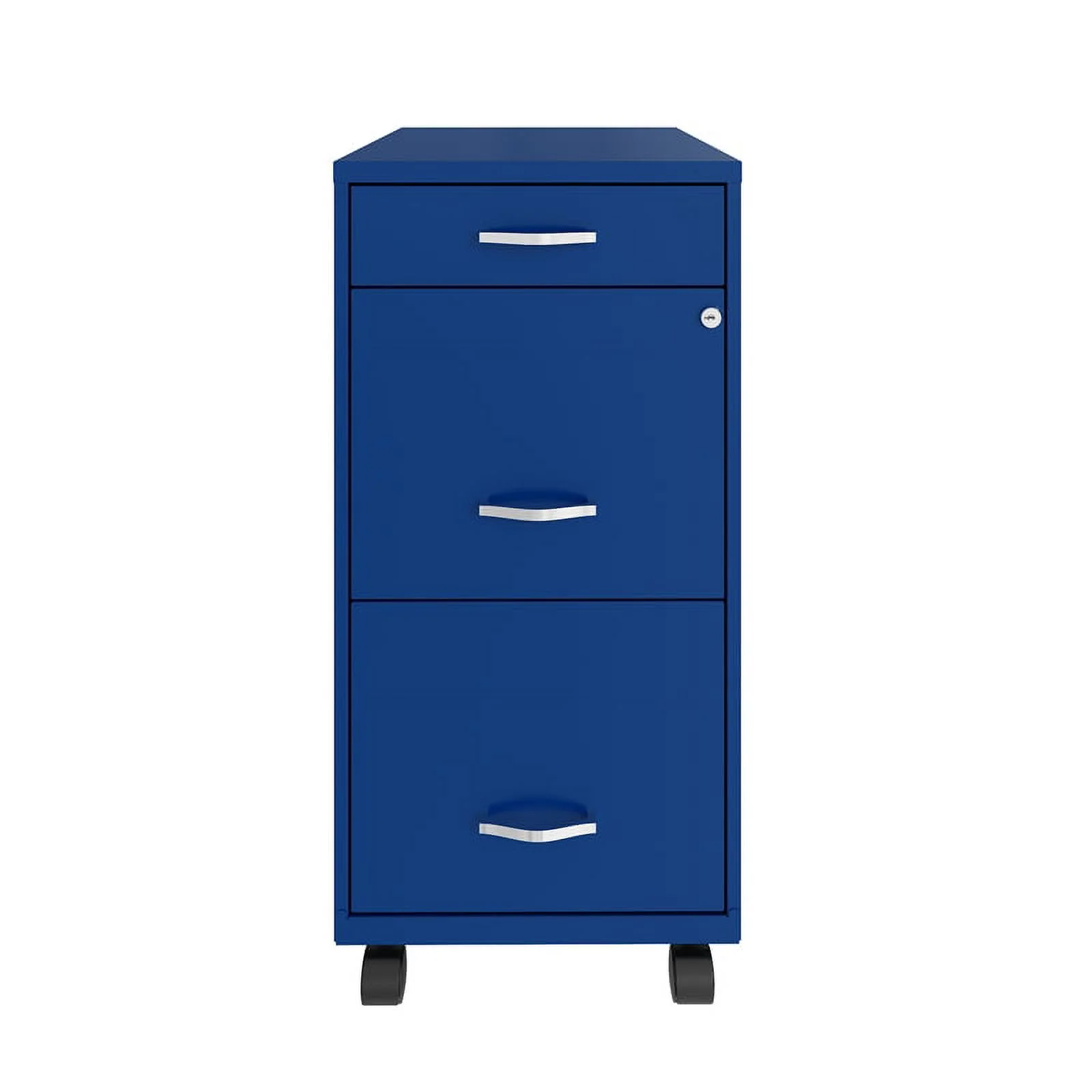 Home Square 3 Drawer Mobile Metal Filing Cabinet Set in Blue (Set of 2)