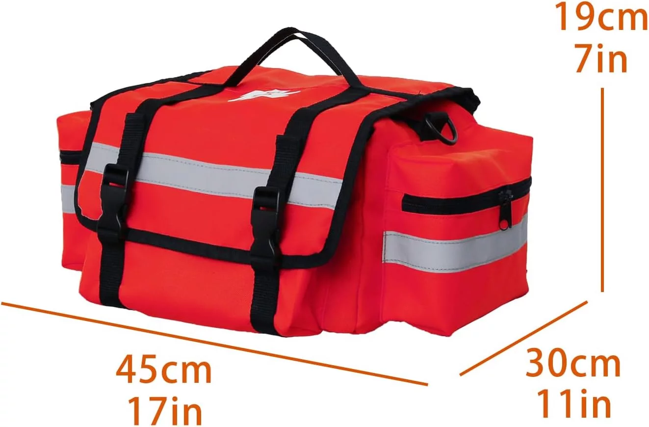 High-Capacity First Aid Medical Bags Empty, First Aid Responde Emergency Medical Trauma EMS/EMT Bag With Reflective Strip For Nurse, Medical Medic,Firefighters, Emergency Medical Supplies Kit (Red)
