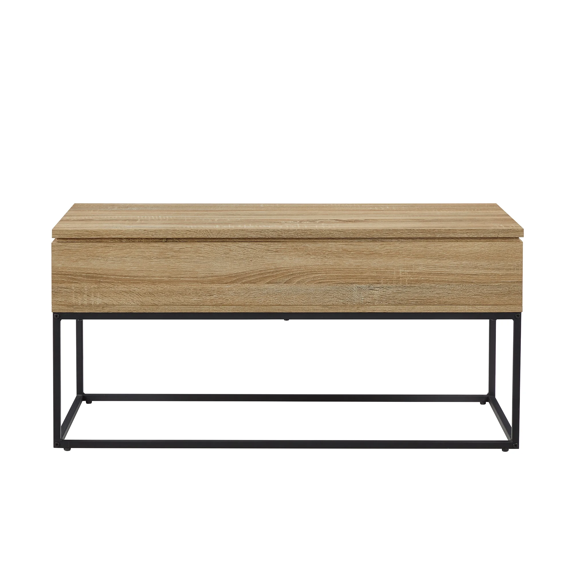 Walker Edison Modern Wood and Metal Lift-Top Coffee Table, Natural