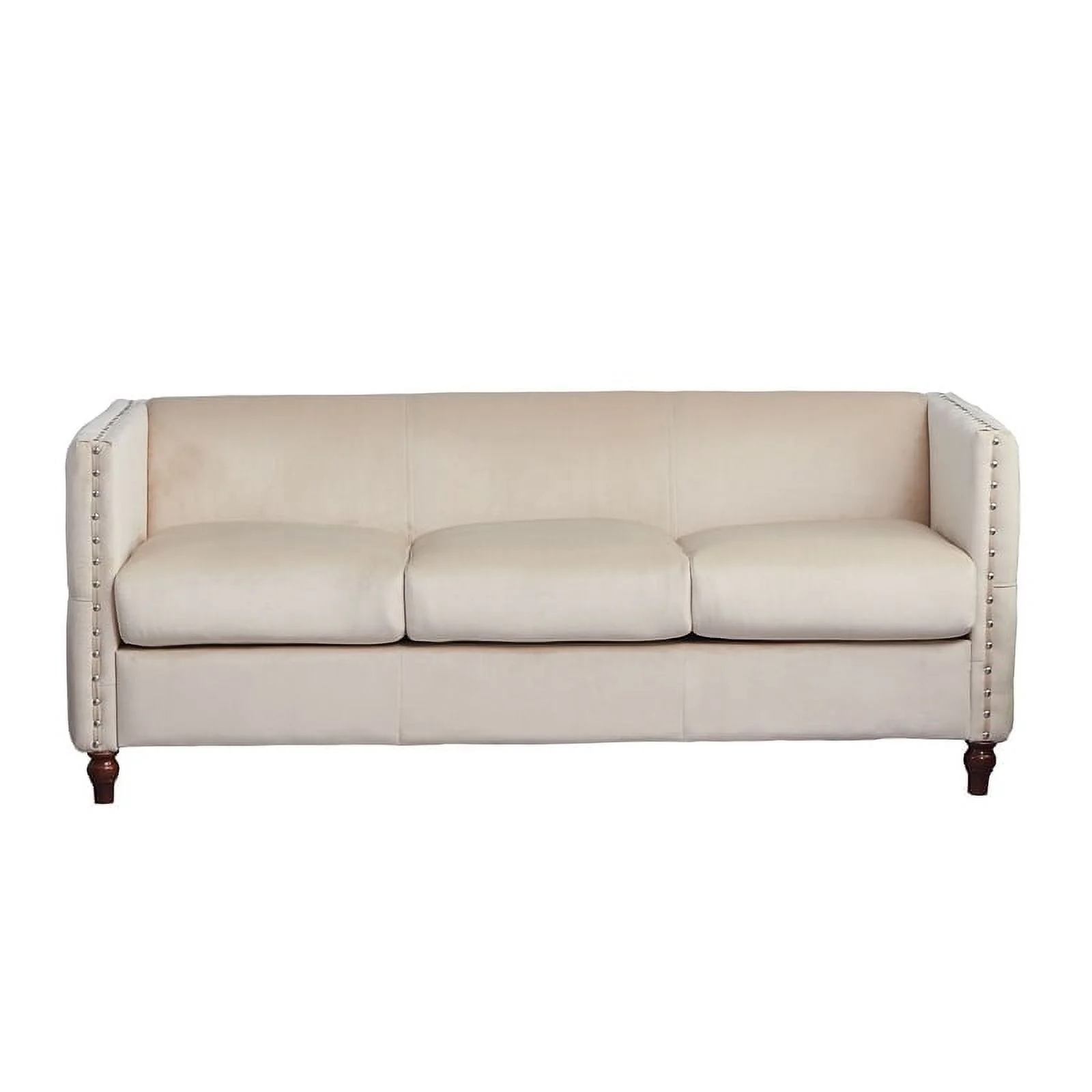 Home Square 3-Piece Set with Velvet Livingroom Sofa and 2 Chairs in Beige