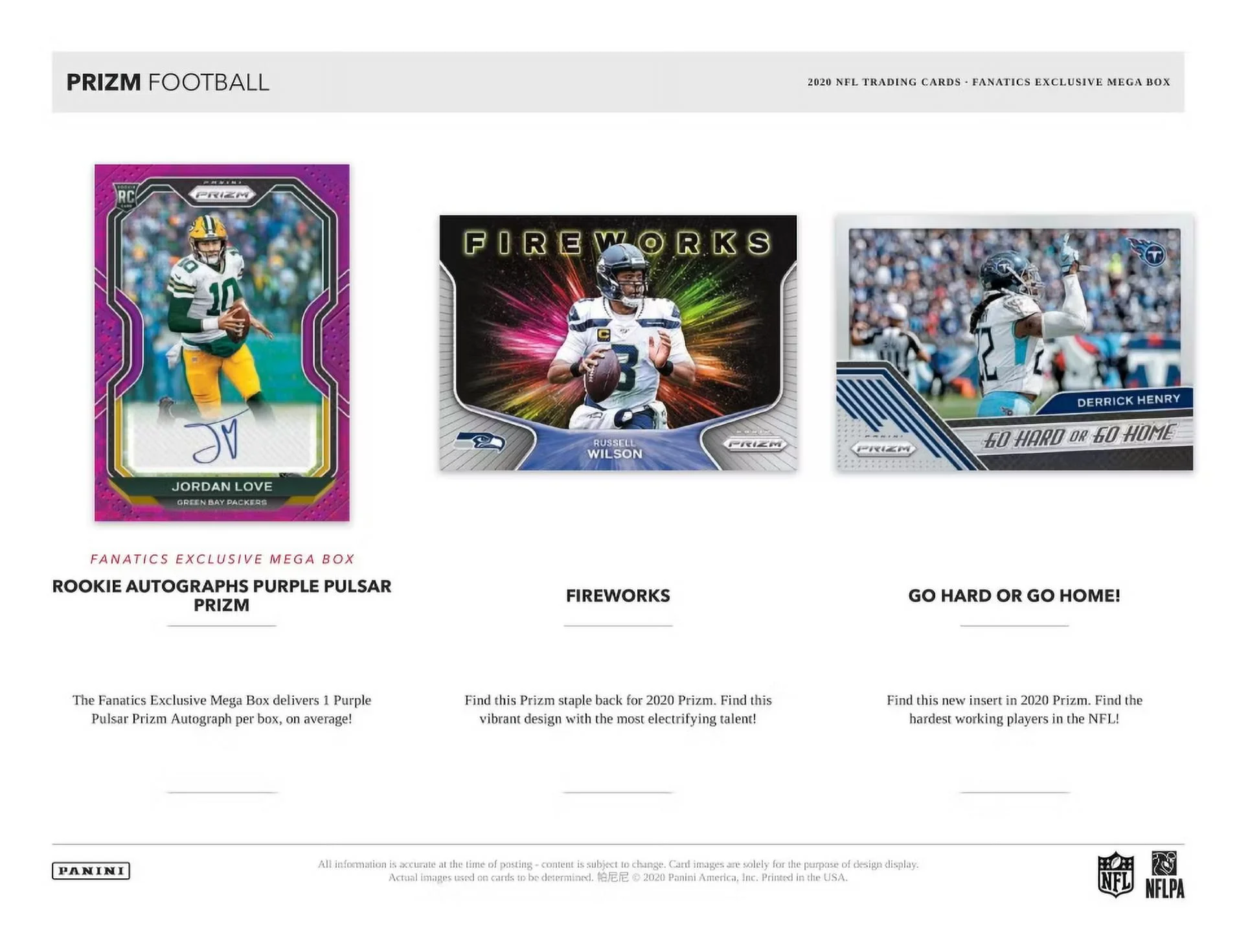 2020 Panini Prizm Football Fanatics Mega Box (Purple Pulsar)