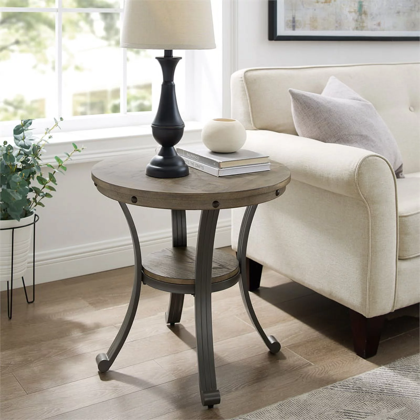 Home Square 3-Piece Set with Coffee Table and 2 Accent Tables in Pewter