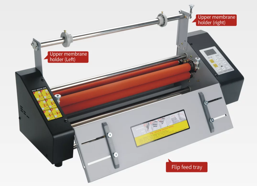 INTBUYING 12.8inch Hot Cold Roll Laminating Machine Electric A3 Digital Display Roll Laminator 110V