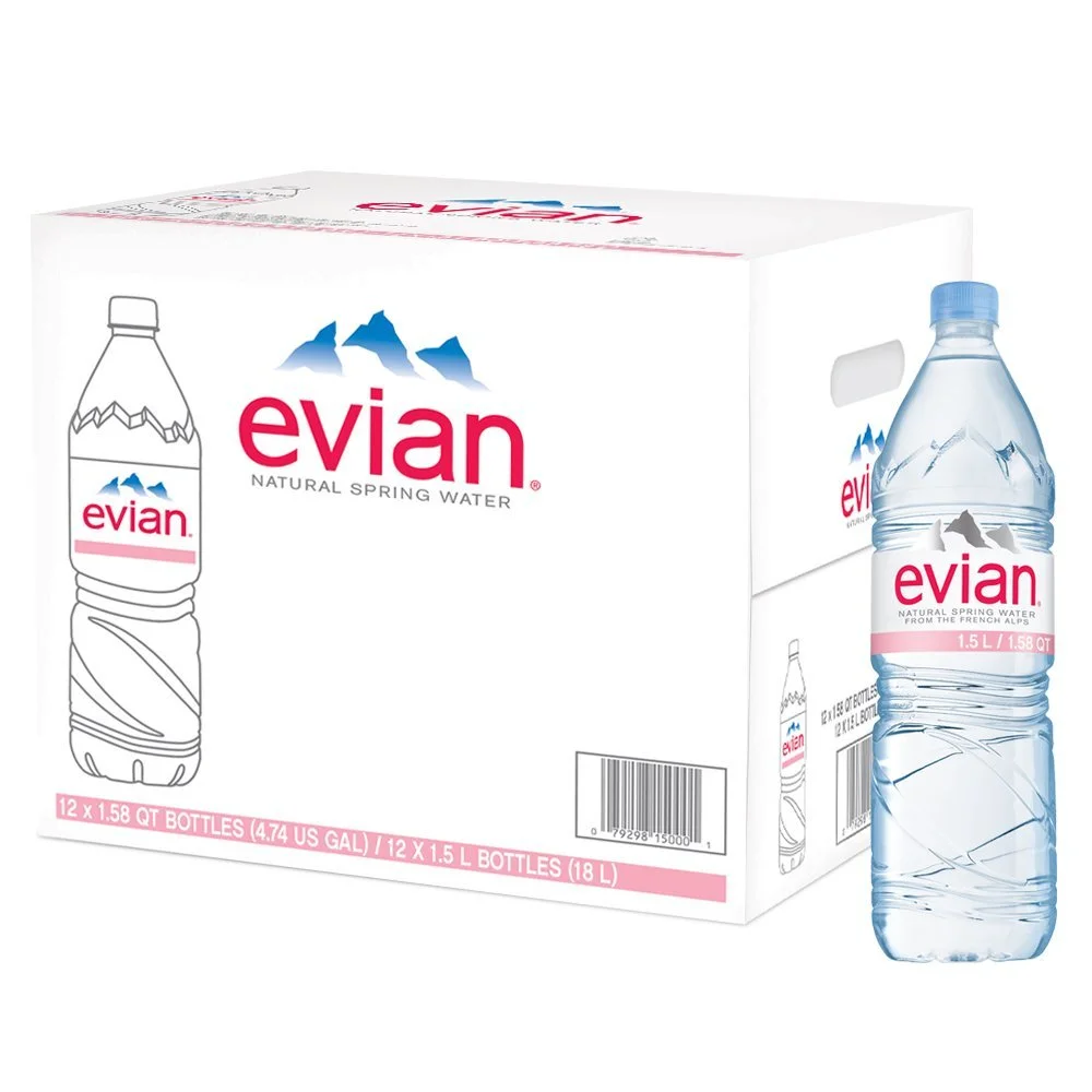 evian Natural Spring Water 1.5 Liter / 50.7 oz Bottles - Pack of 12