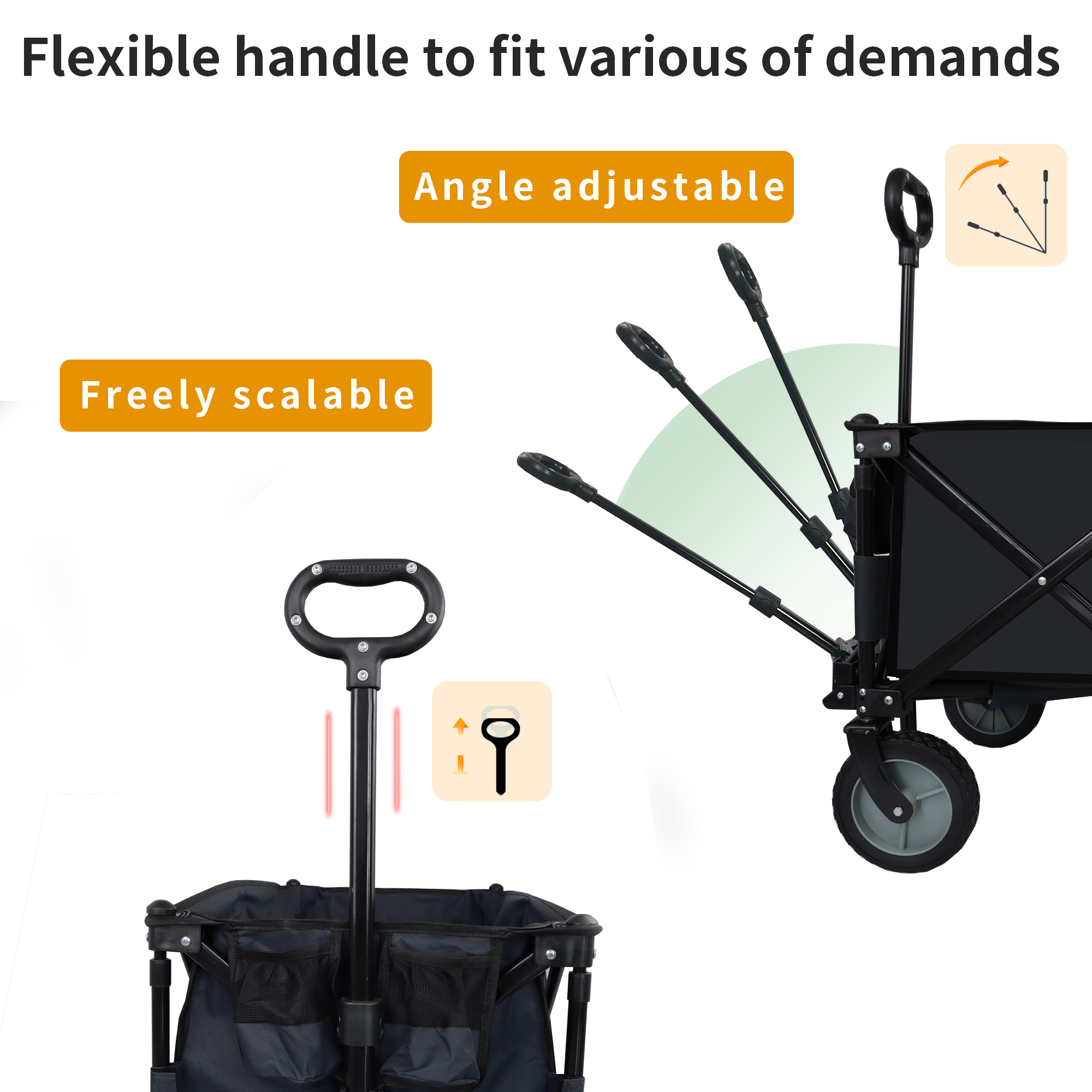 Utility Collapsible Folding Wagon Cart Heavy Duty Foldable, Beach Wagon