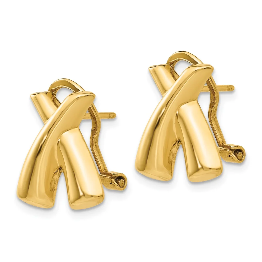 Primal Gold 14 Karat Yellow Gold Polished X Omega Back Post Earrings