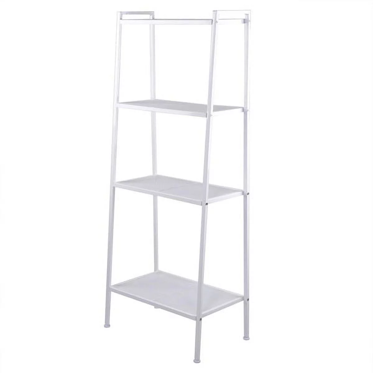 Bookshelf, Ladder Shelf 4-Tier Bookcase for Bedroom, Industrial Book Shelves Storage Rack with Metal Frame for Home Office, White