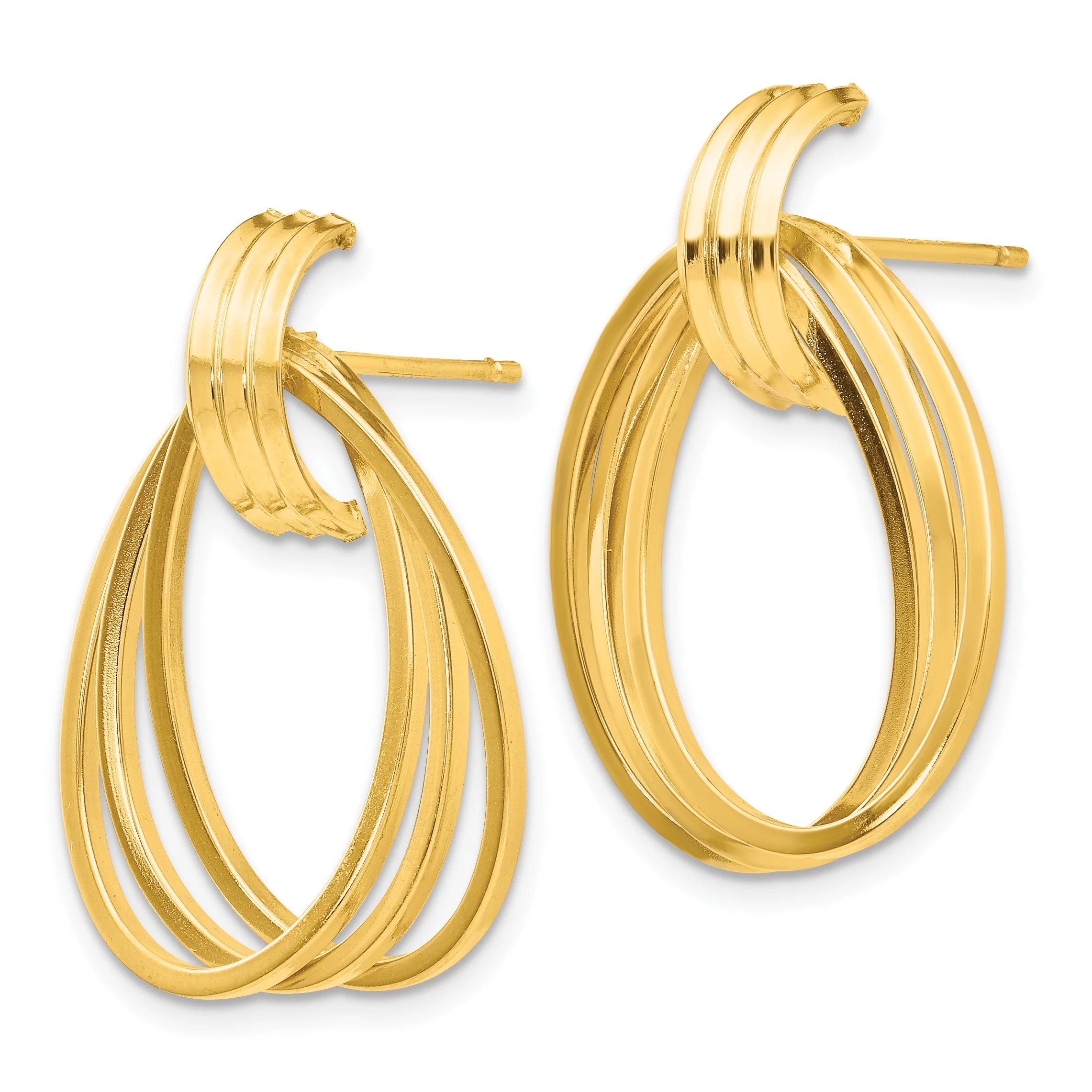 Primal Gold 14 Karat Yellow Gold Polished Triple Circle Fancy Post Earrings
