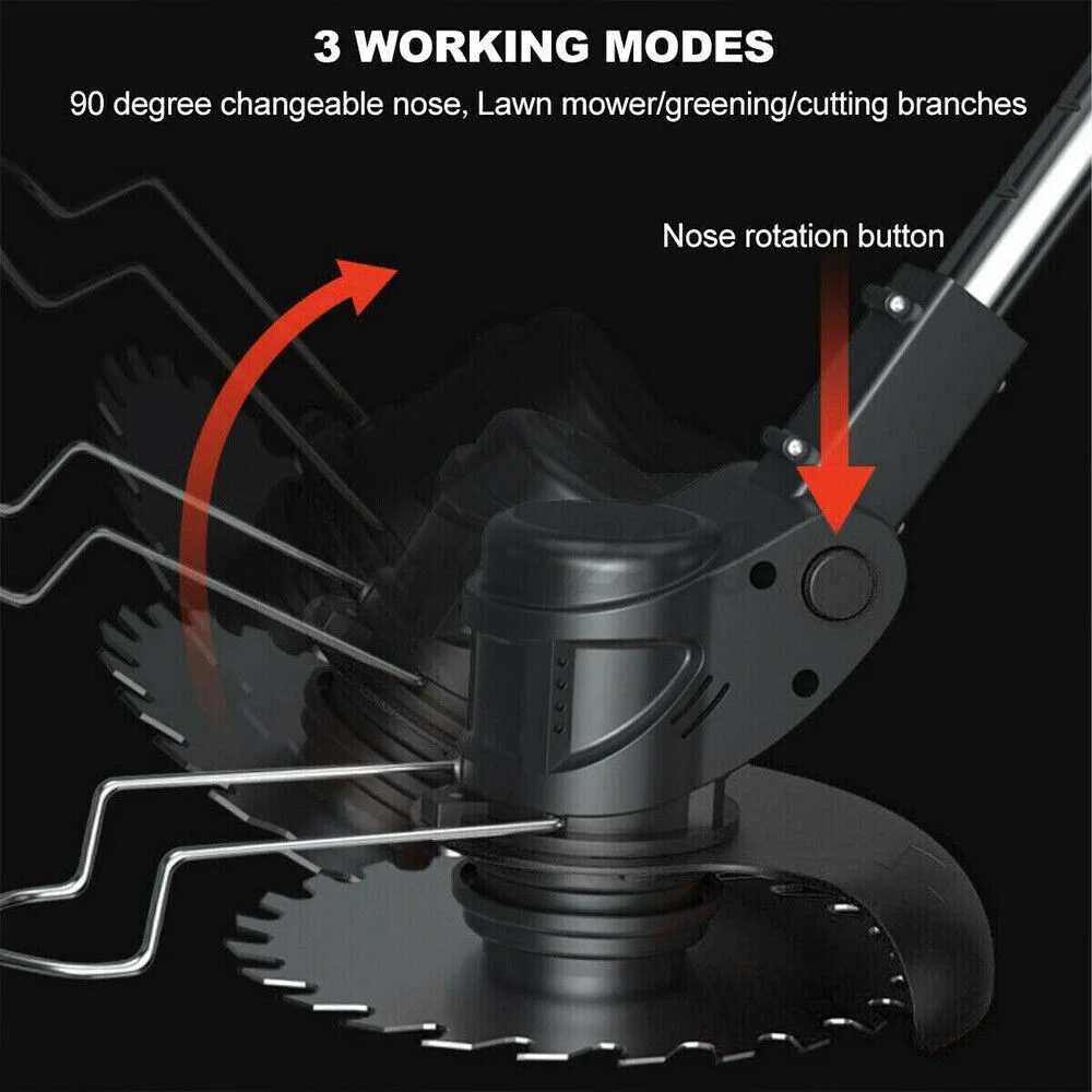 JLLOM Electric Weed Lawn Eater Edger Grass String Trimmer Cutter 2 Battery 1 Charger