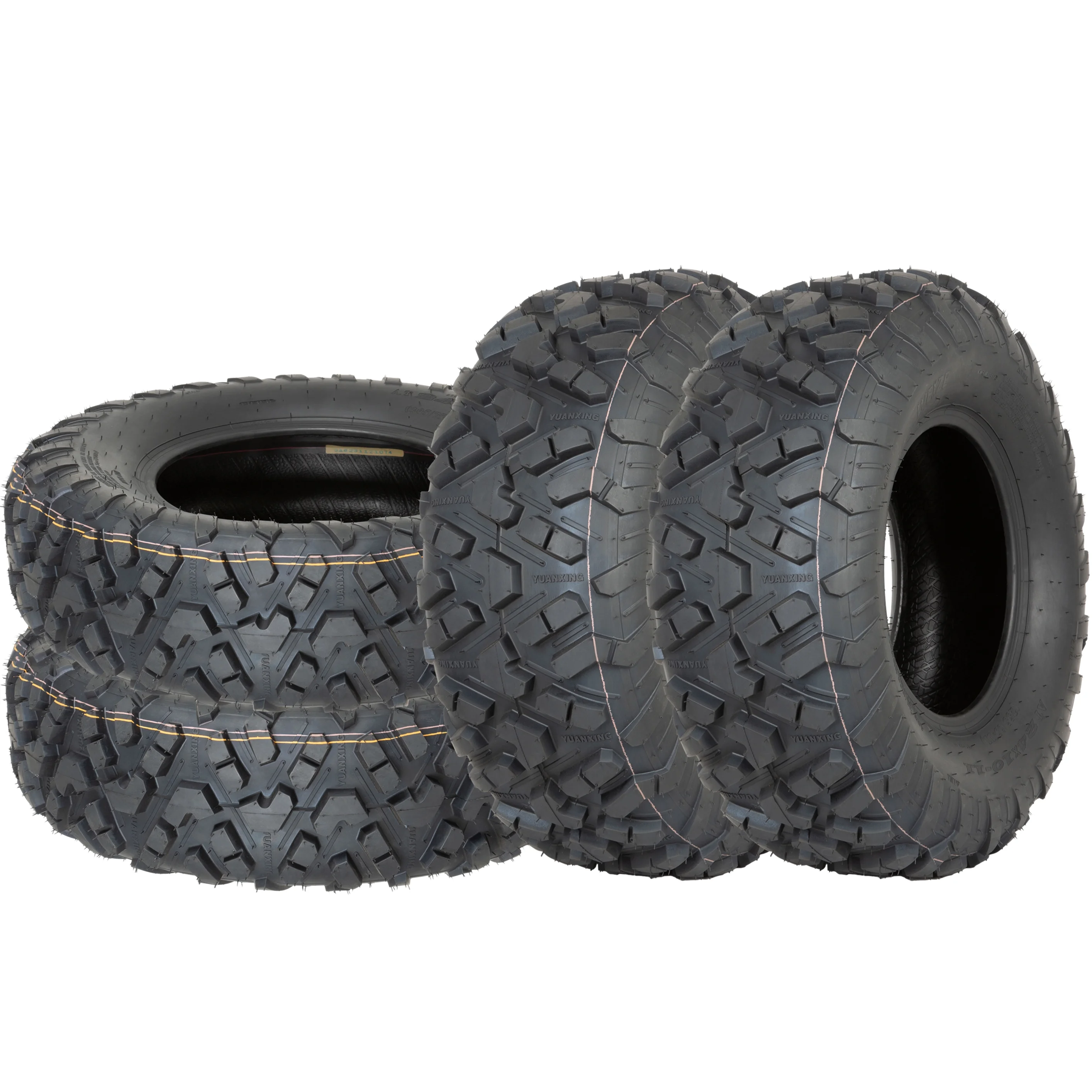 WEIZE Set of 4 24x8-12 Front & 24x10-11 Rear ATV UTV All-Terrain Tires, 6 PR, High-Performance Off-Road Tires for Outdoor Use