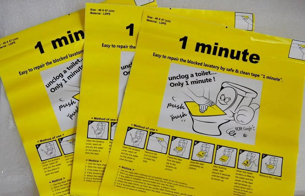 Toilet Flush Sheets, Disposable Sticker Plunger Toilet Sheets - 3 Packs (9 Sheets) by NuFlush