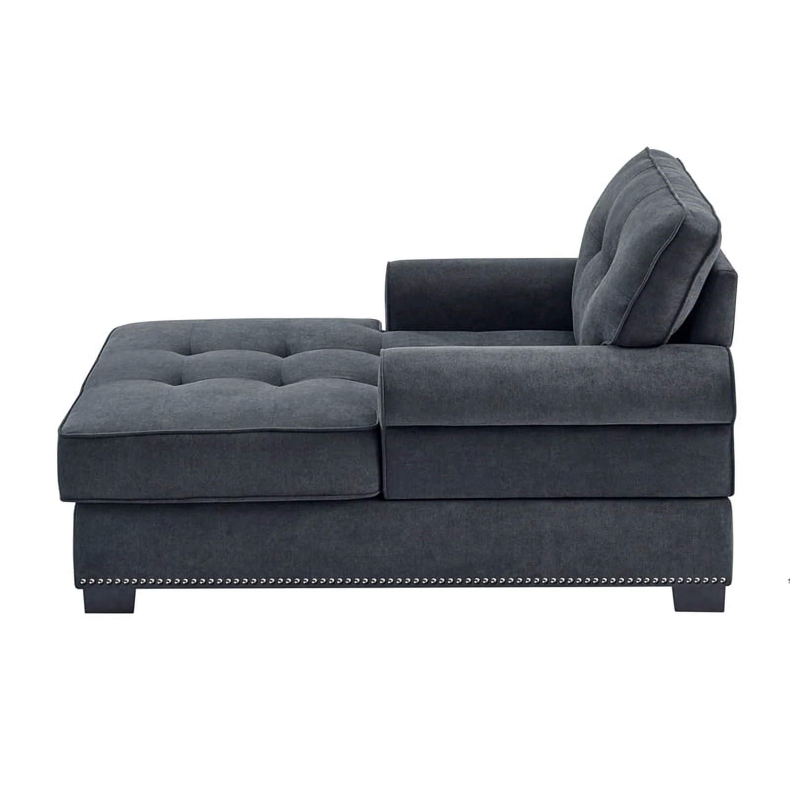 Partner Furniture Tufted Polyester Fabric Chaise Lounge in Gray