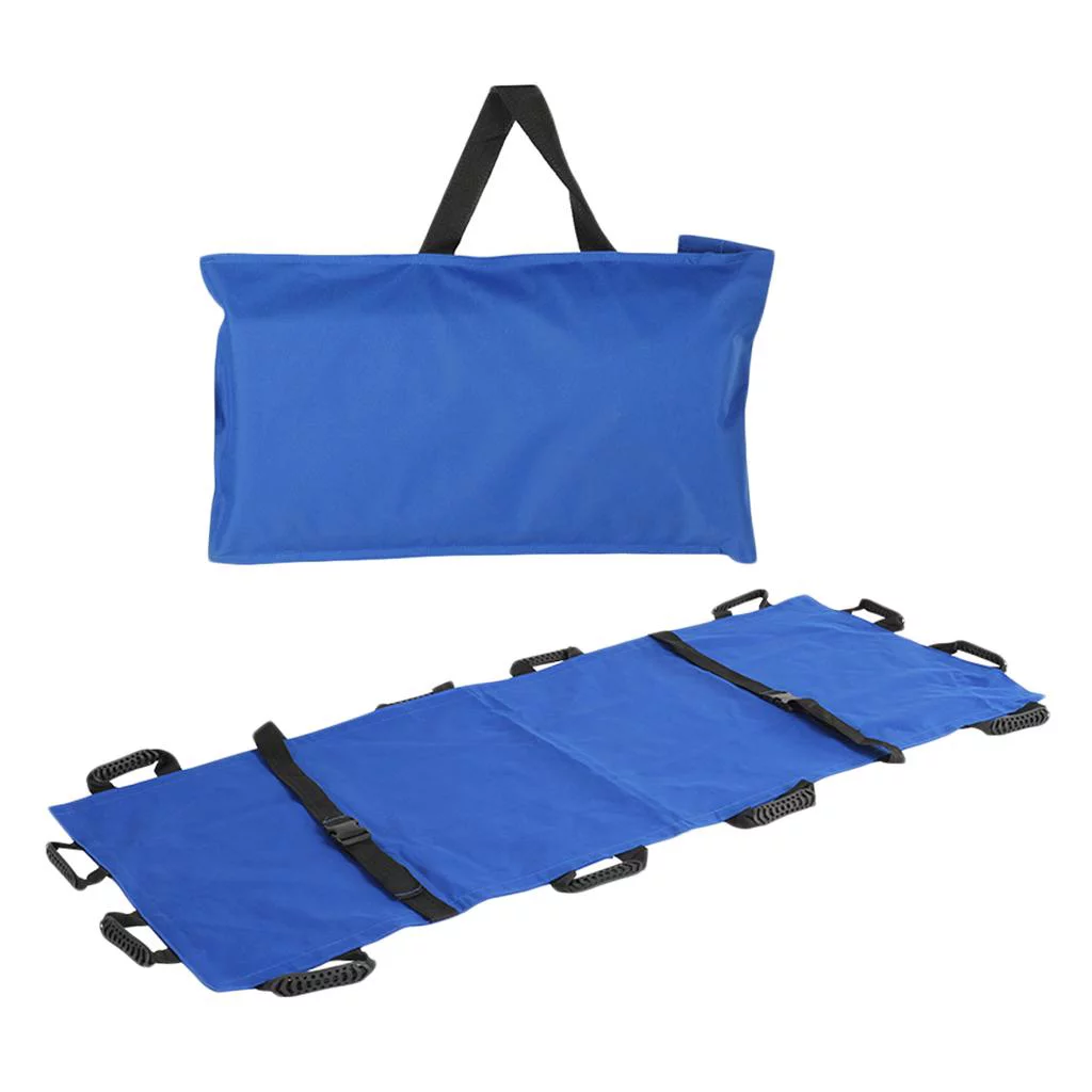 Durable Blue Foldable Canvas Stretcher Litter Patient Transfer System Tool