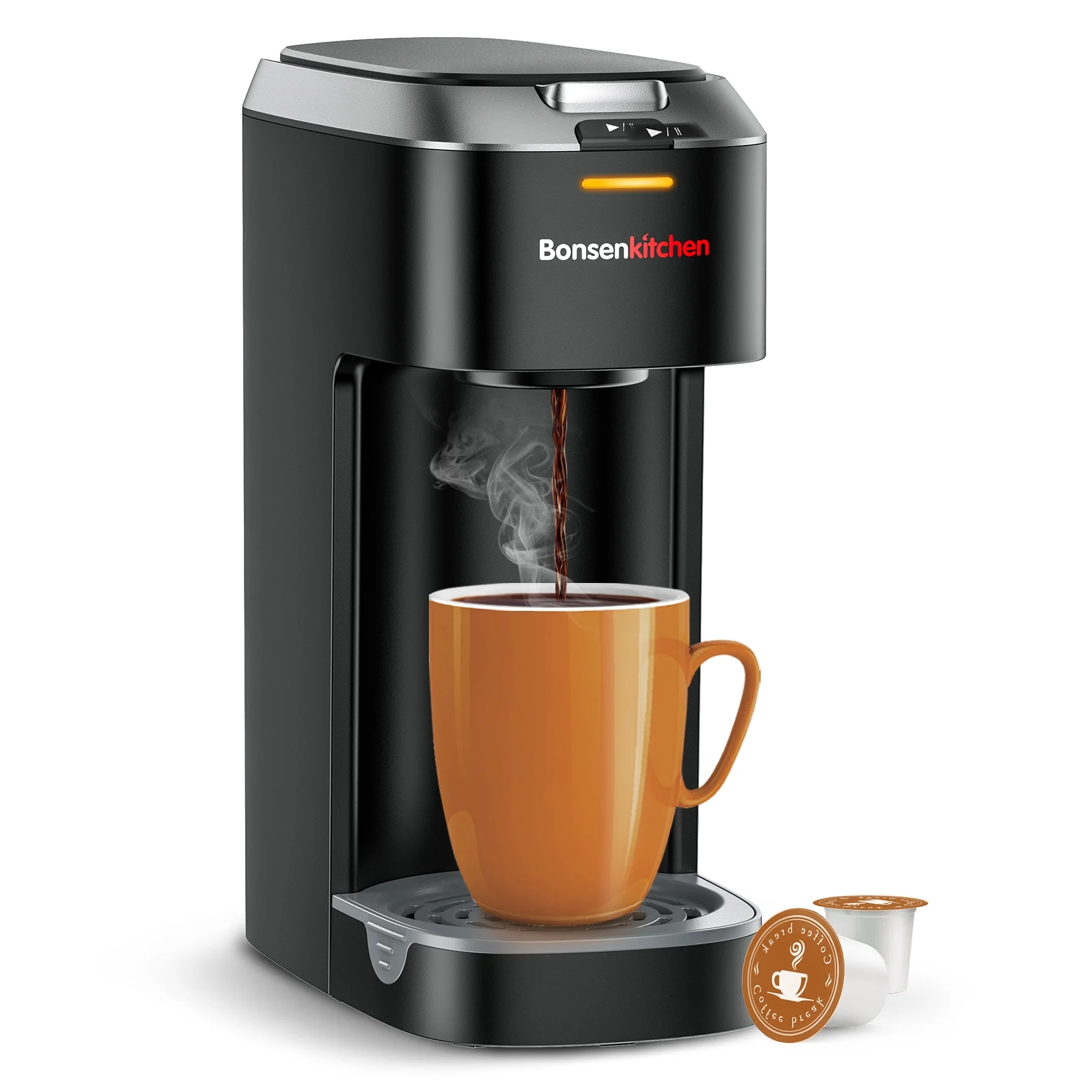 Bonsenkitchen Single Serve Coffee Maker for K-Cup Capsule,  One Cup of Coffee Small Coffee Machine