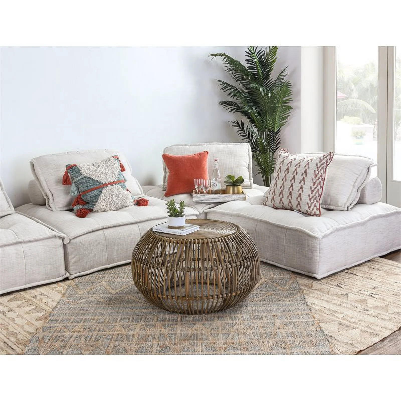 Trent Home Round Modern Wicker / Rattan Subalio Coffee Table in Espresso