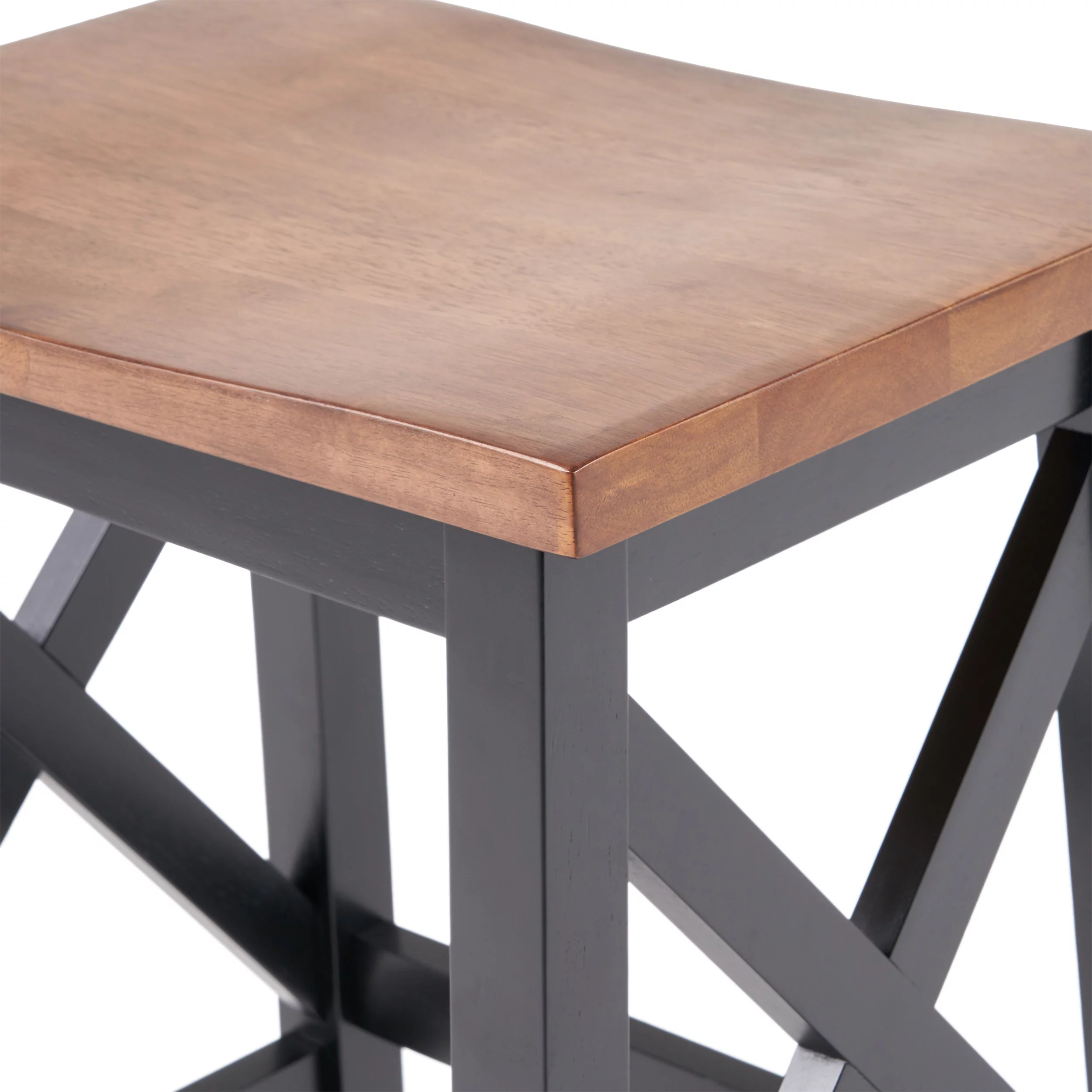 GDF Studio Cricket Farmhouse Wooden 26 Inch Backless Counter Stools, Set of 2, Light Gray and Black