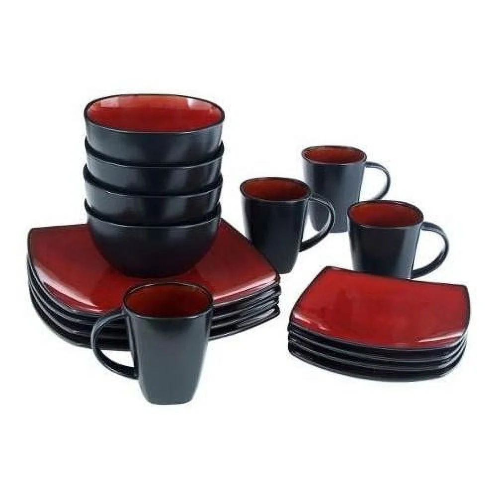 And  16-Piece Dinnerware Set, Tuscan Red