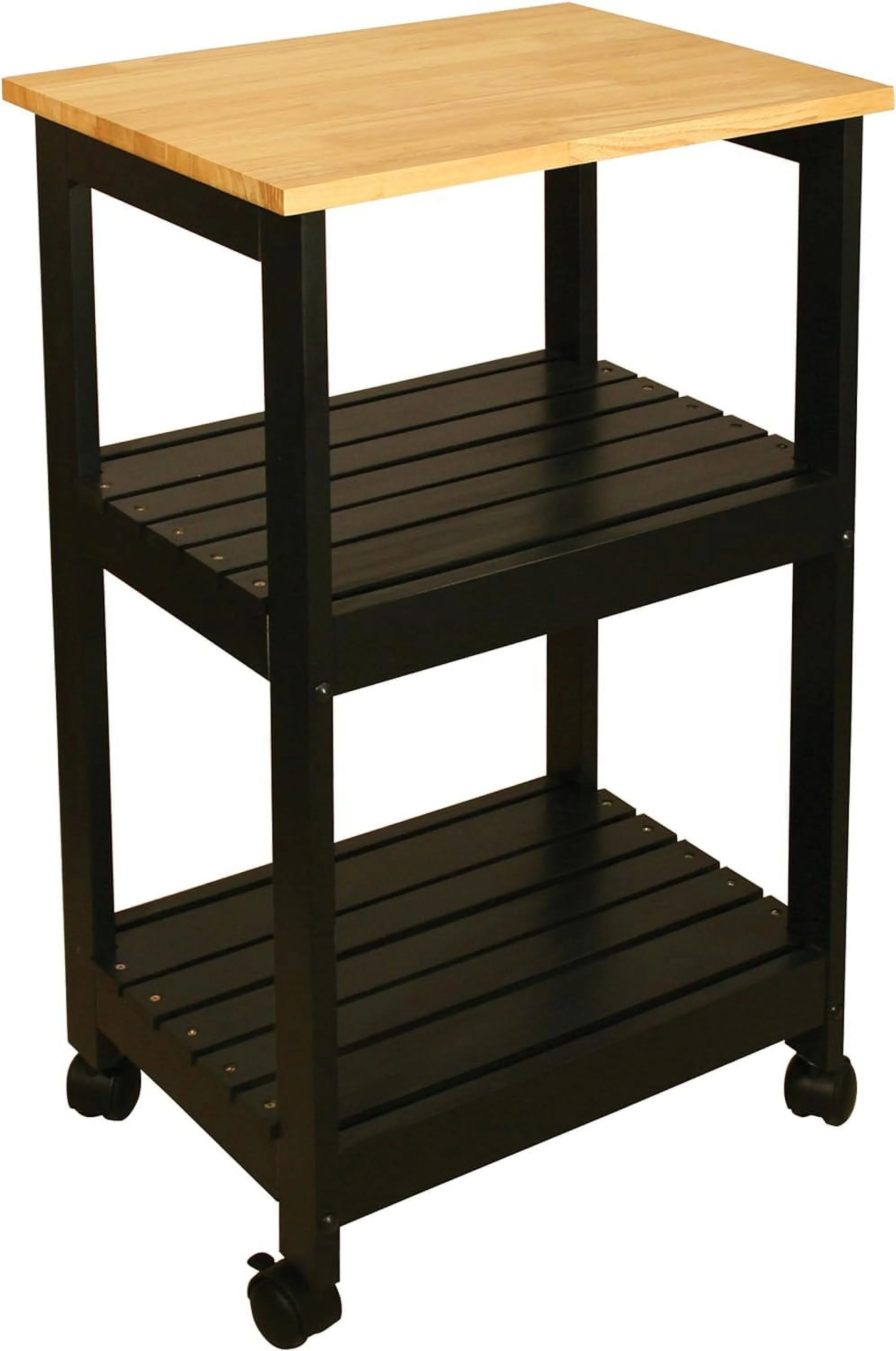 ZWNLKQG Utility Kitchen Cart  Black Base Natural Top