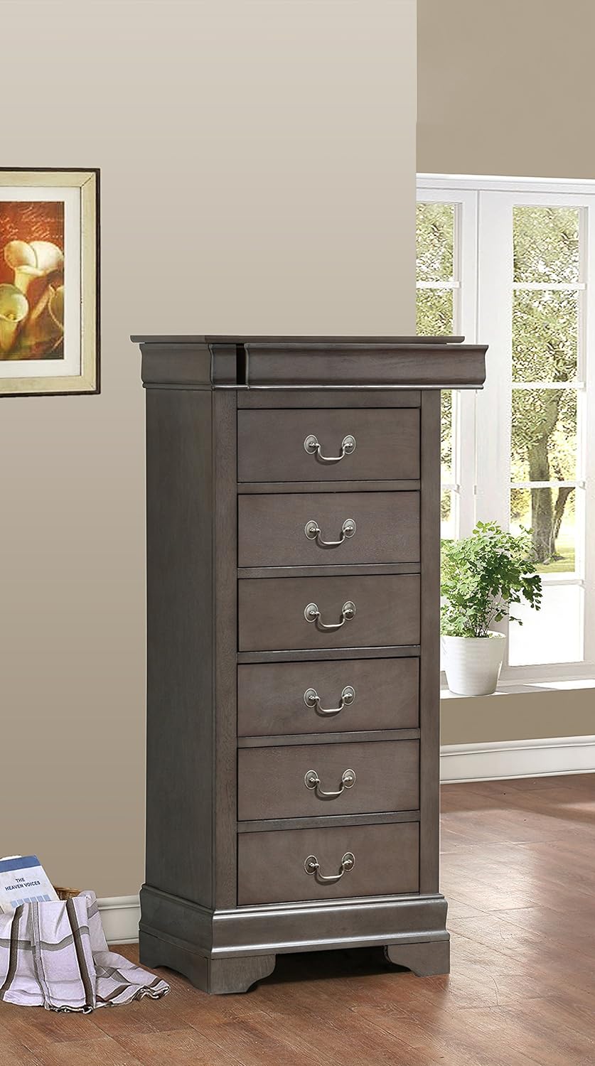 HYUN Louis Phillipe 7 Drawer Lingerie Chest in Gray