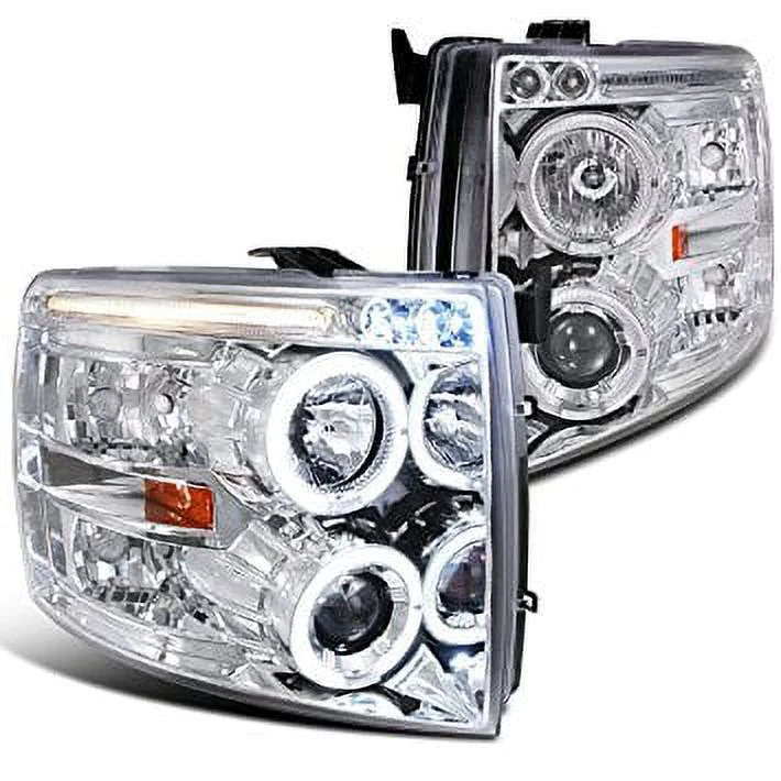Spec-D Tuning 2LHP-SIV07-TM Chevy Silverado Chrome Clear Projector Head Lights