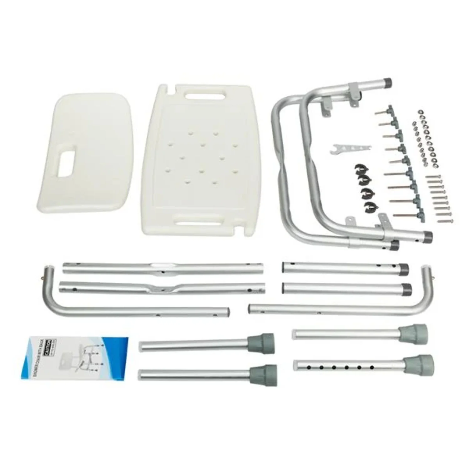 Medical Bathroom Safety Shower Tub Heavy Duty Aluminium Alloy Bath Chair Bench with Back White