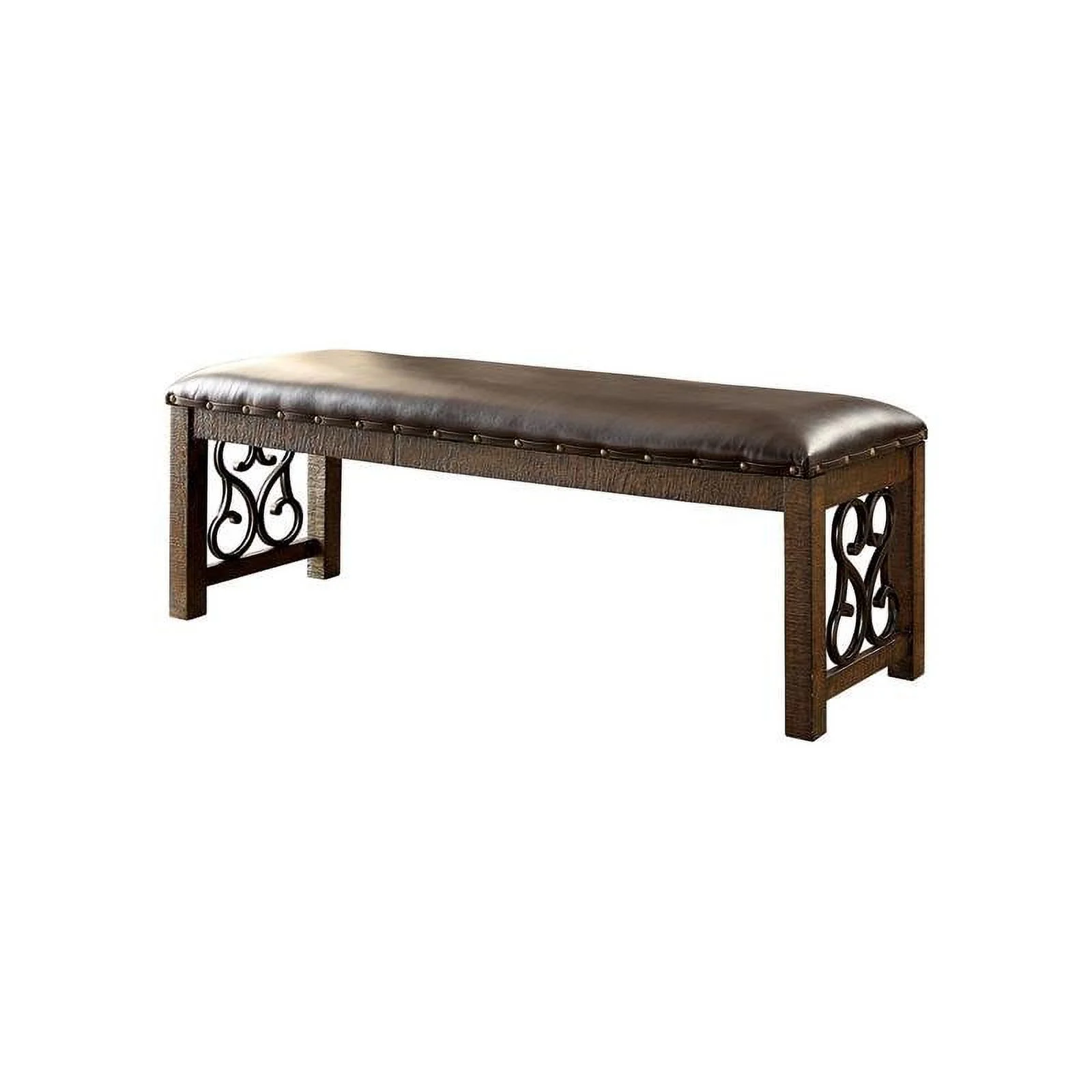 Furniture of America Arlyne Rustic Walnut Wood 6-Piece Dining Set with Bench