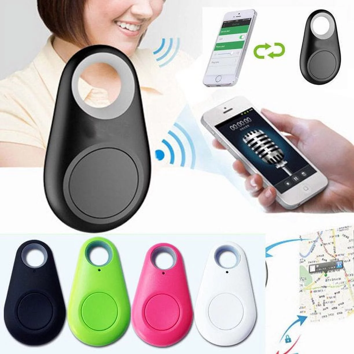 delpattern 4PCS Anti-Lost Key Finder, Wireless Bluetooth Tracker for Keys, Portable GPS Item Tracker for Phone, Pets, Bags, Kids