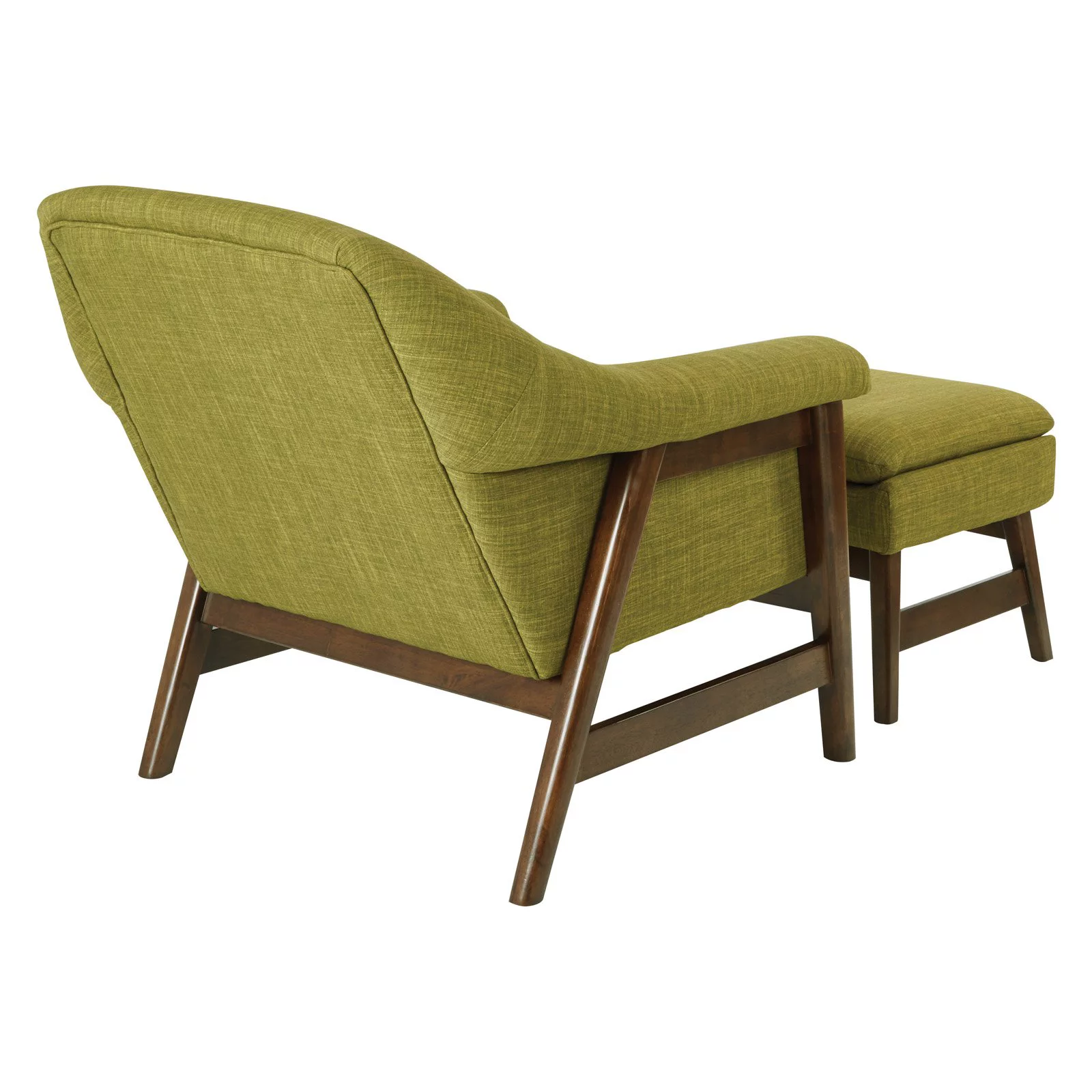 OSP Home Furnishings Flynton Chair & Ottoman in Green Fabric with Medium Espresso Frame ASM