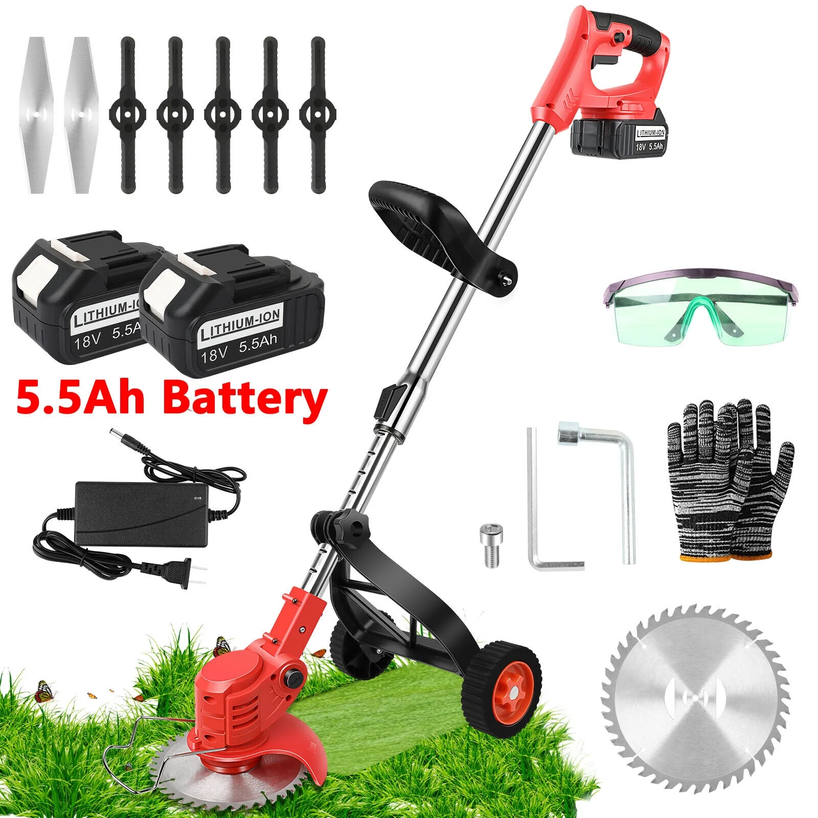 Cordless Electric Weed Lawn Eater Edger Grass String Trimmer Cutter Mower Yard