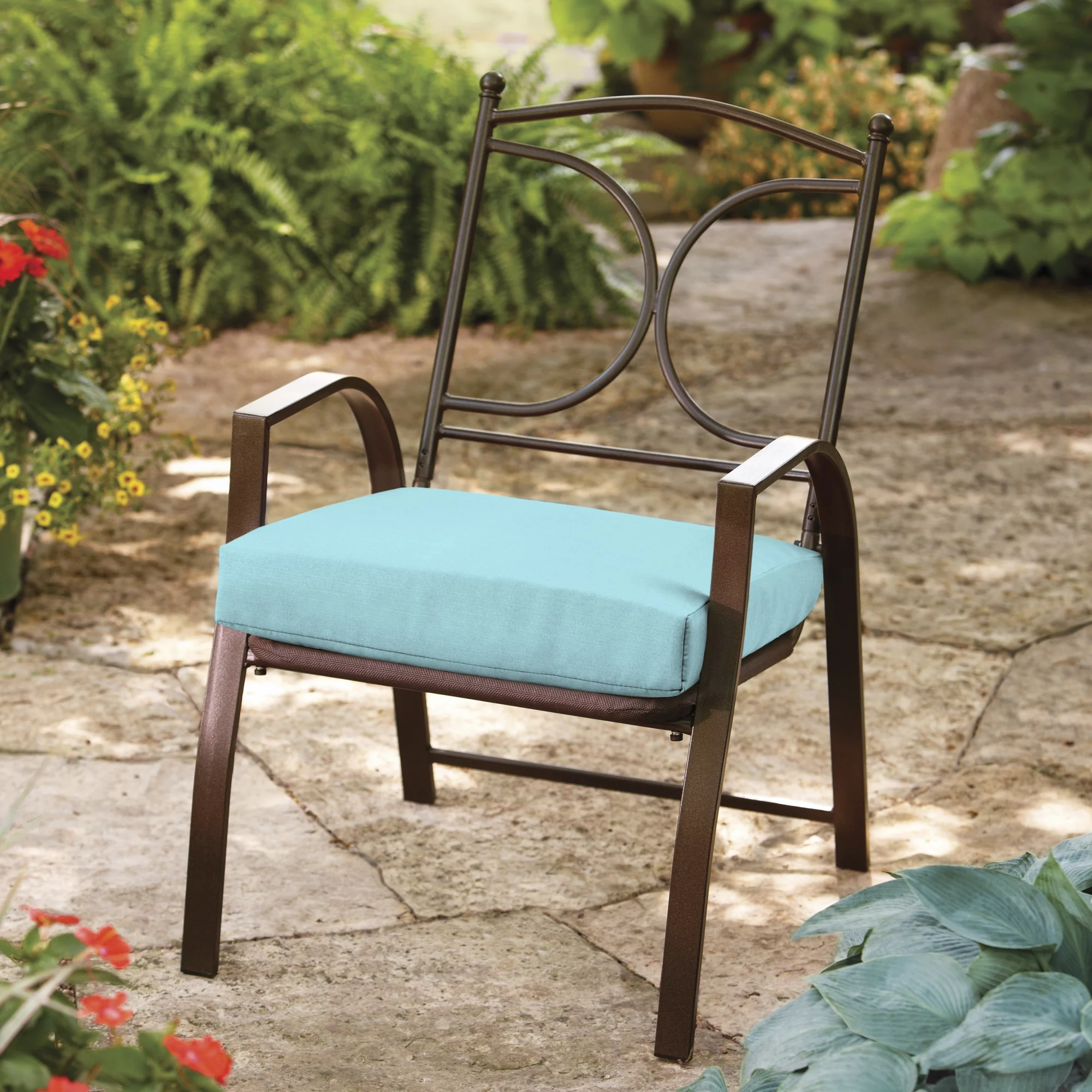 Better Homes & Gardens Teal 21 x 21 in. Outdoor Dining Seat Cushion with EnviroGuard