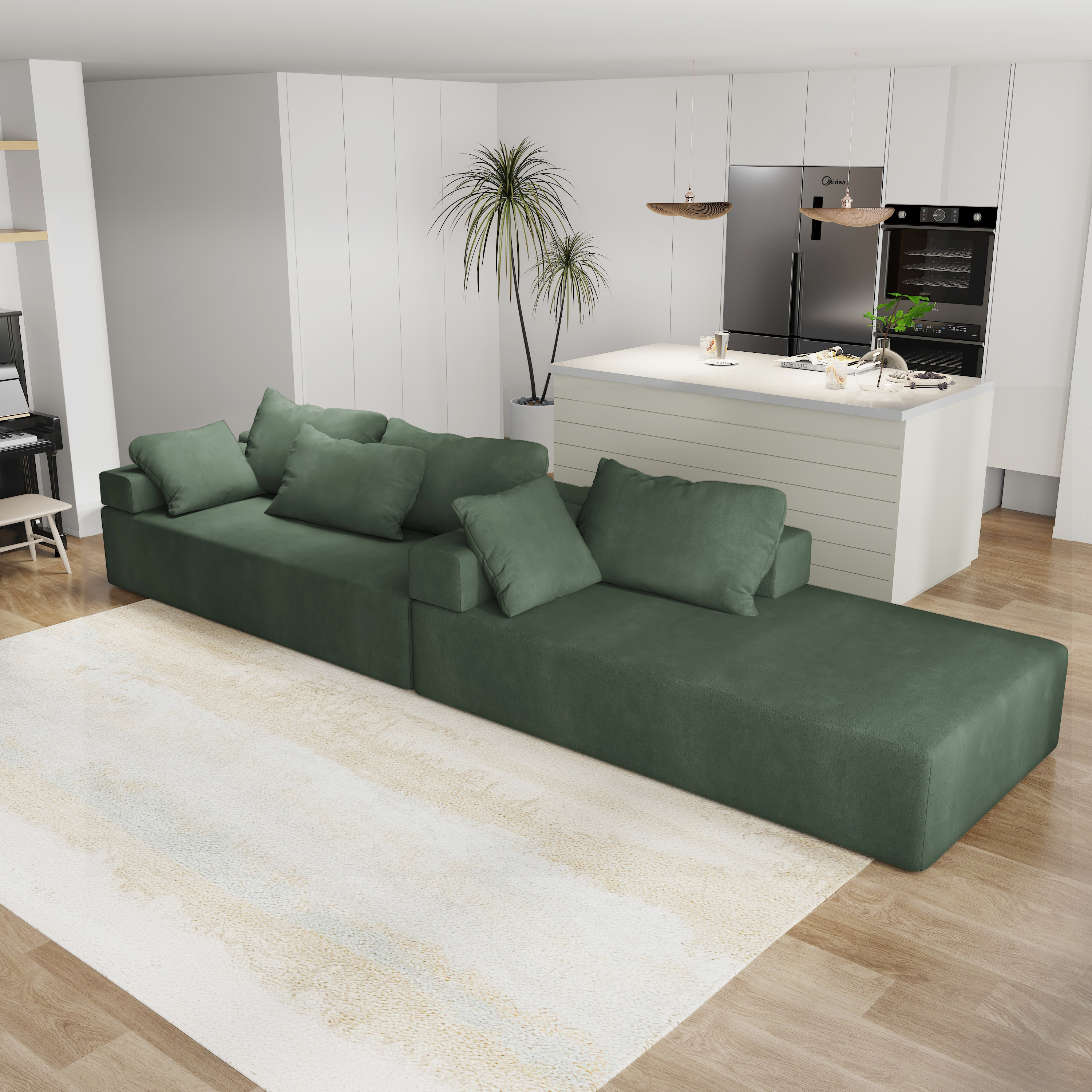 KINFFICT Convertible Modular Sectional Sofa with Right Chaise, 108