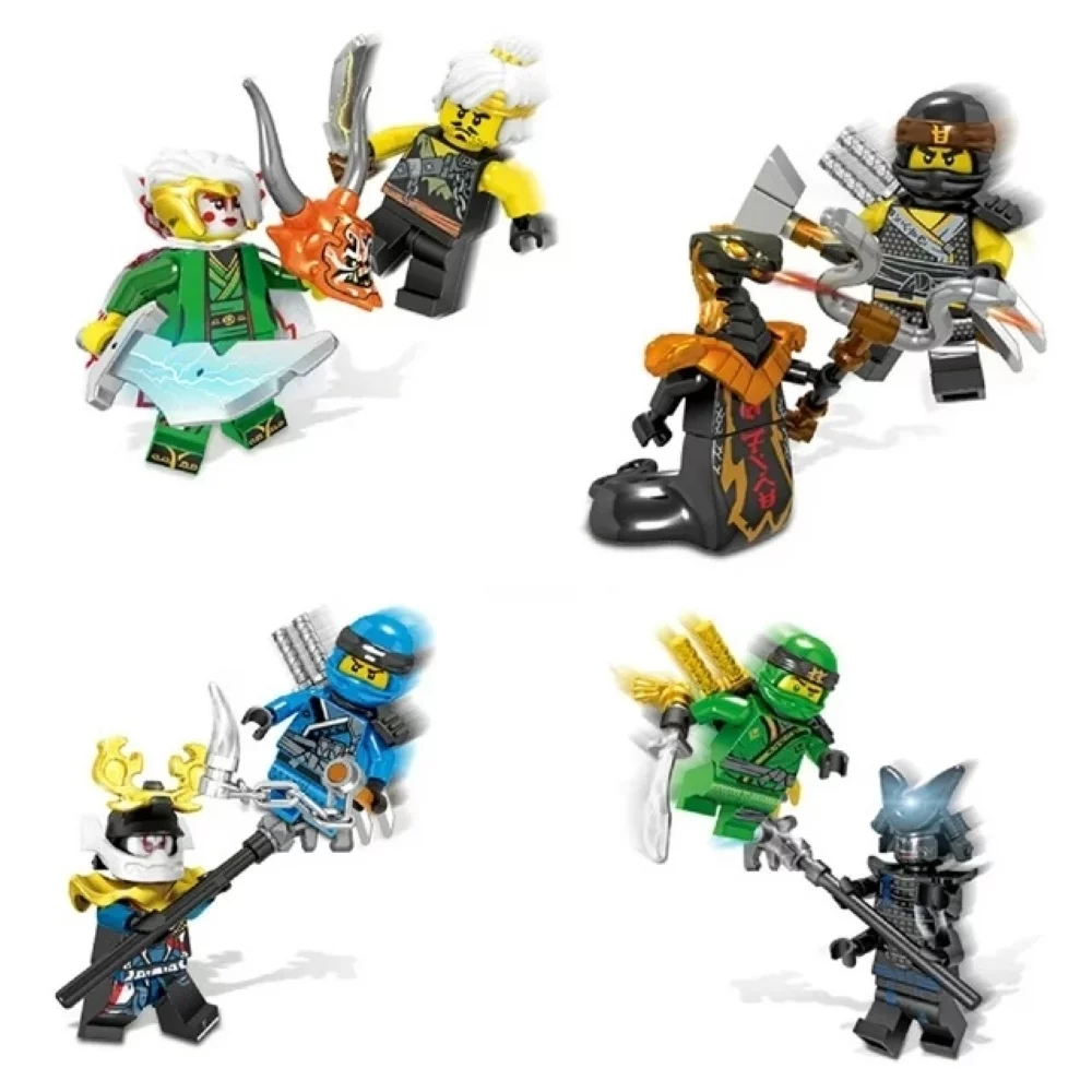 24 Pcs Ninjago Minifigures Building Blocks Sets, Collectible 1.77 Inchs Anime Ninja Building Kits Christmans Party Cake Decoration Birthday Gift for Boys and Girls