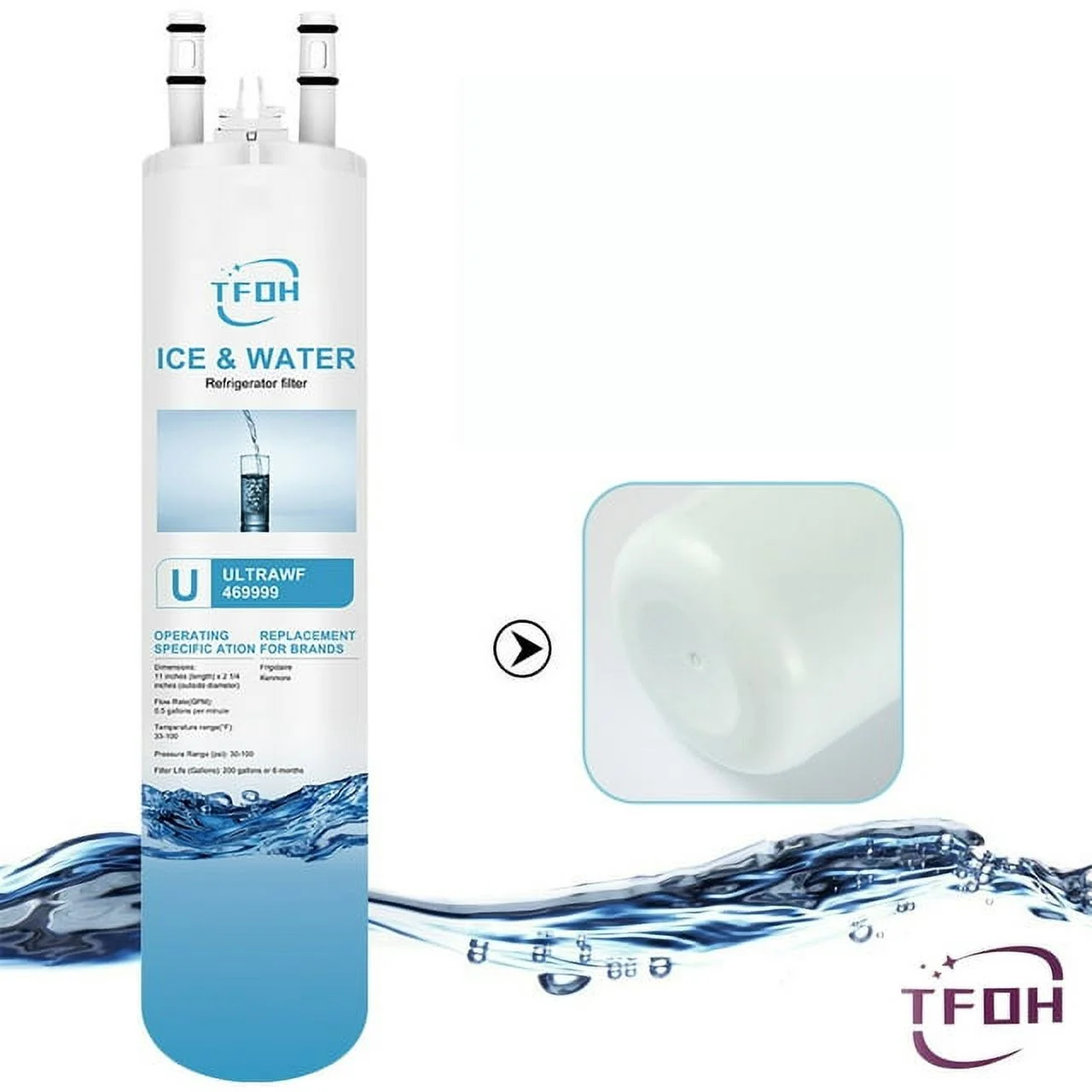 TFoh Filters™ Brand Water and Ice Filters compatible with Frigidaire® ULTRAWF 46-9999 (2 Pack) ZWFE1-RF300