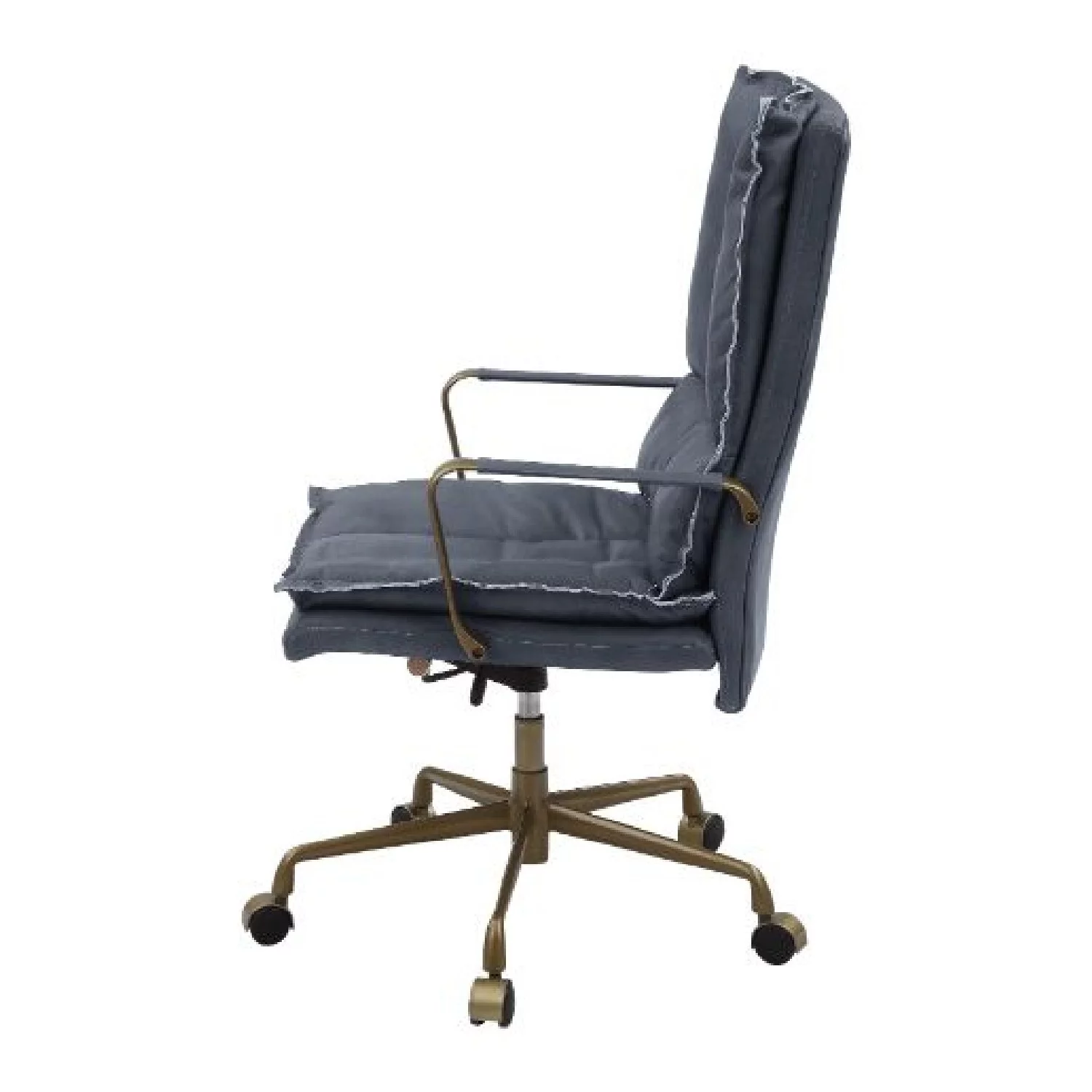 Benzara BM268940 41 x 25 x 26 in. Office Chair with Leatherette Seat & Tufted Details, Gray