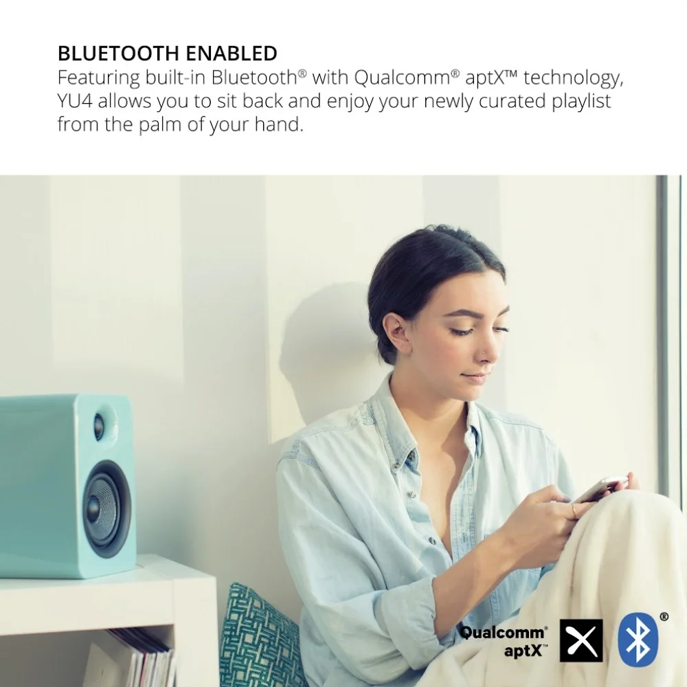 Kanto YU4MB 140W Bookshelf Speakers with Bluetooth with Kanto S4 Angled Desktop Speaker Stands for Medium Speakers and an AT-LP120XUSB-BK Direct-Drive 3-Speed Manual USB Turntable (2022)